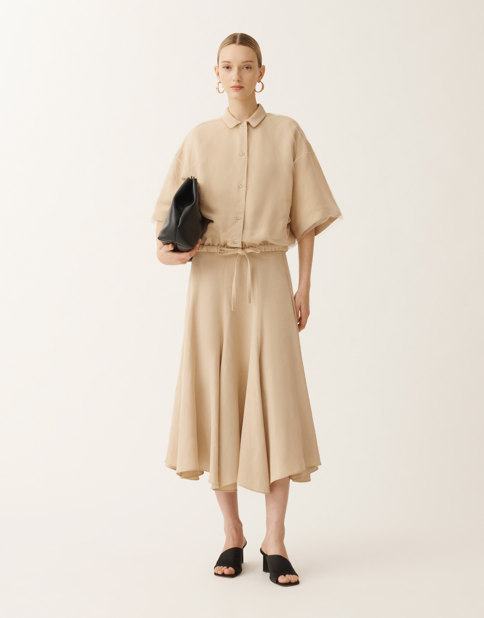 Shop Fabiana Filippi Linen And Viscose Shirt In Sand