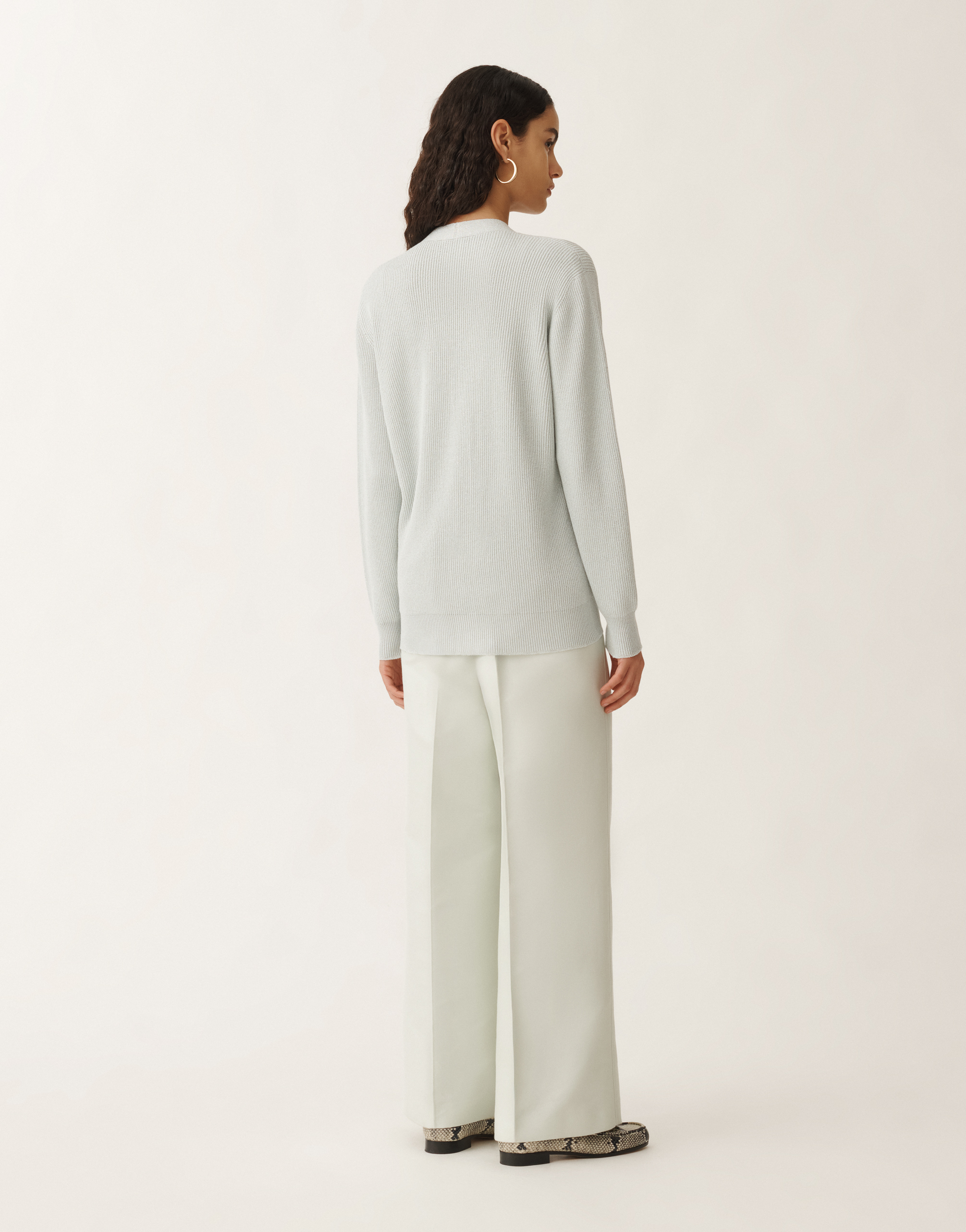 Shop Fabiana Filippi Organic Cotton And Lurex Cardigan In Aquagreen