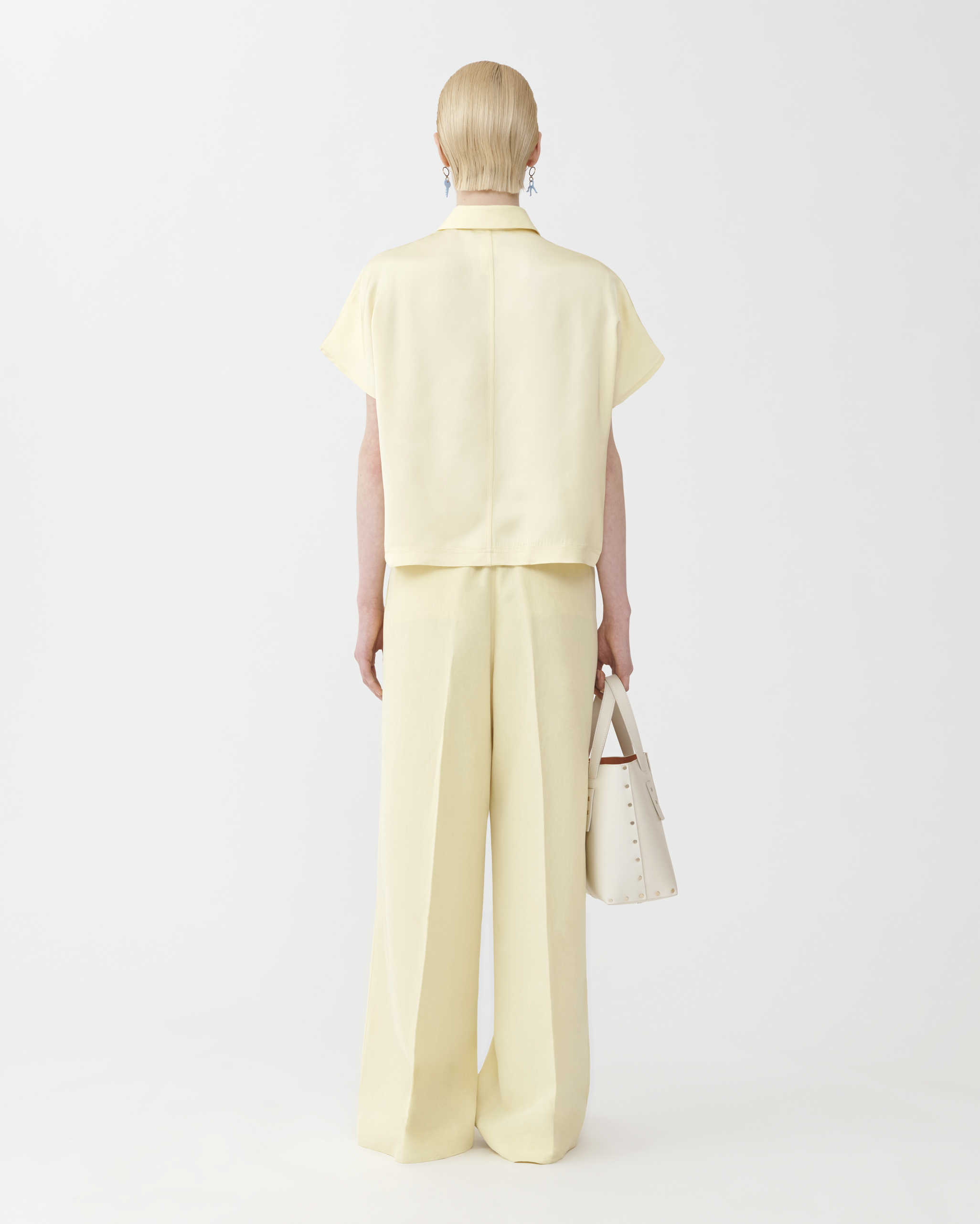 Shop Fabiana Filippi Cotton Jersey Polo With Satin Back In Yellow