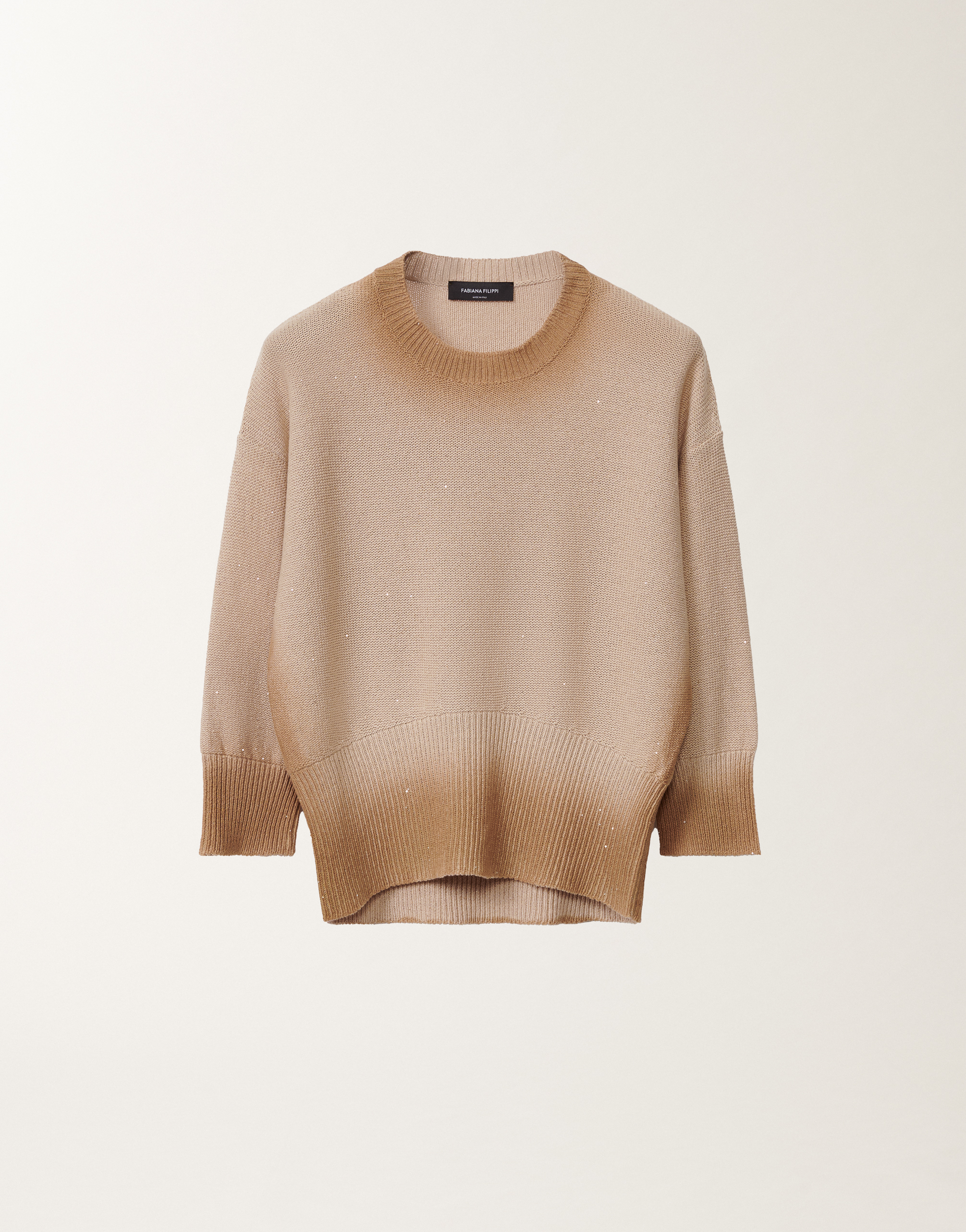 Fabiana Filippi Cotton And Linen Sweater With Sequins In Sand