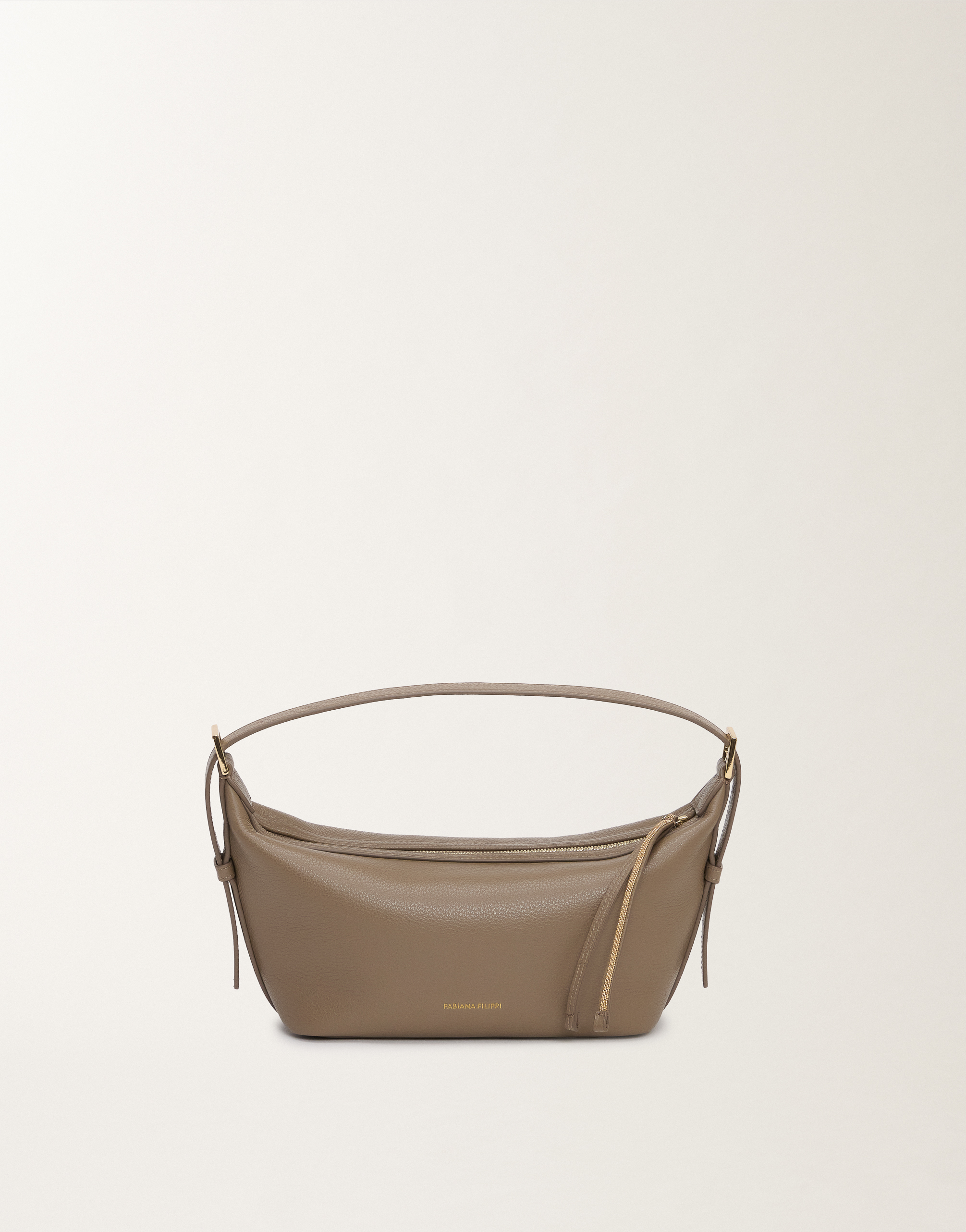 Fabiana Filippi Grained Leather Mini Hobo Bag In Clay