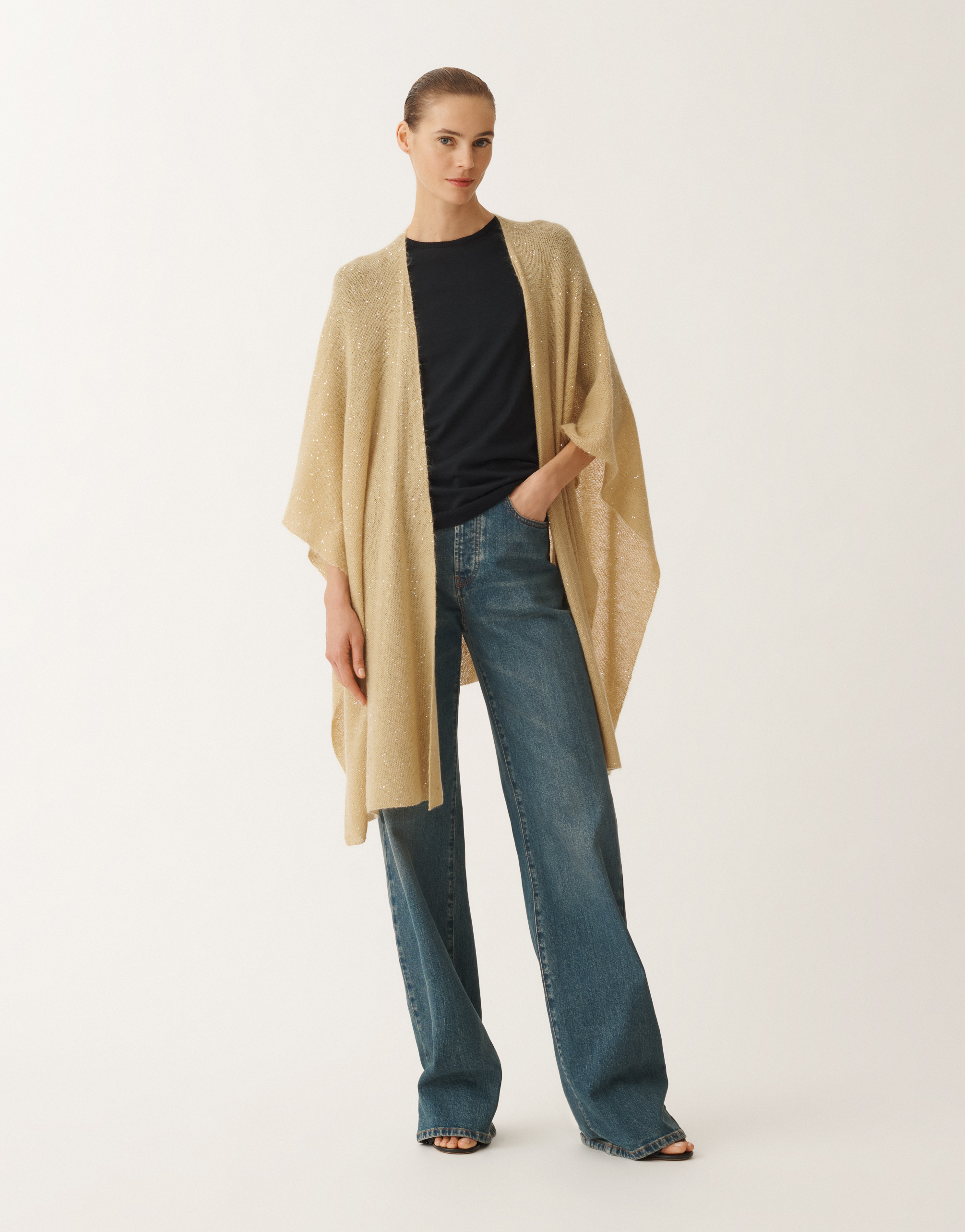 Shop Fabiana Filippi Mohair Open Cape In Yellow