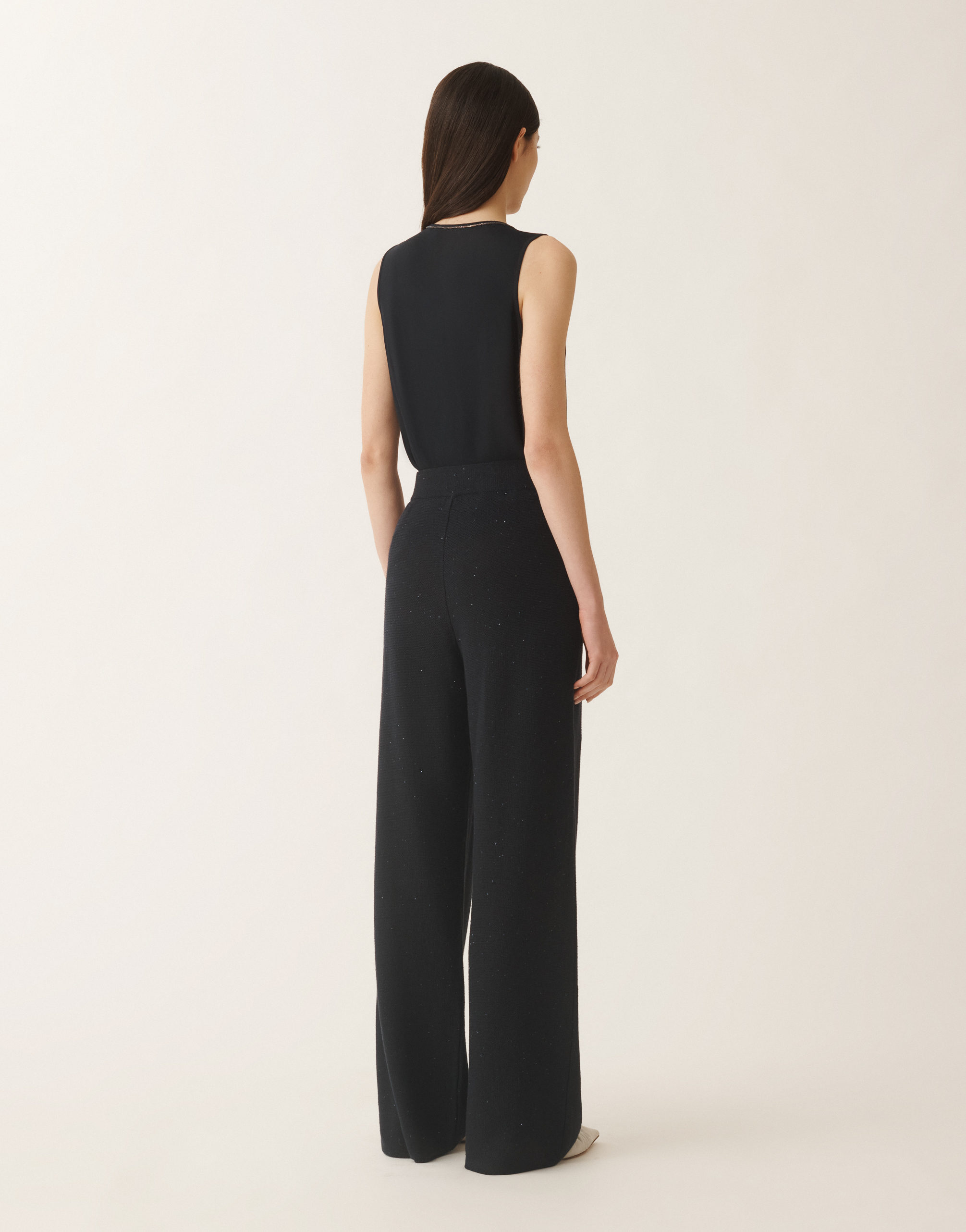 Fabiana Filippi Cotton And Linen Trousers With Sequins In Blue
