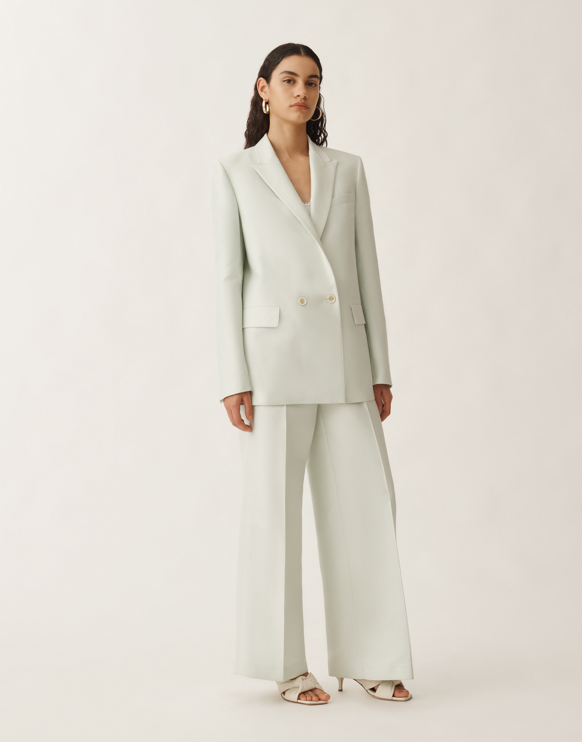 Fabiana Filippi Cotton And Silk Double-breasted Mikado Jacket In Aquagreen