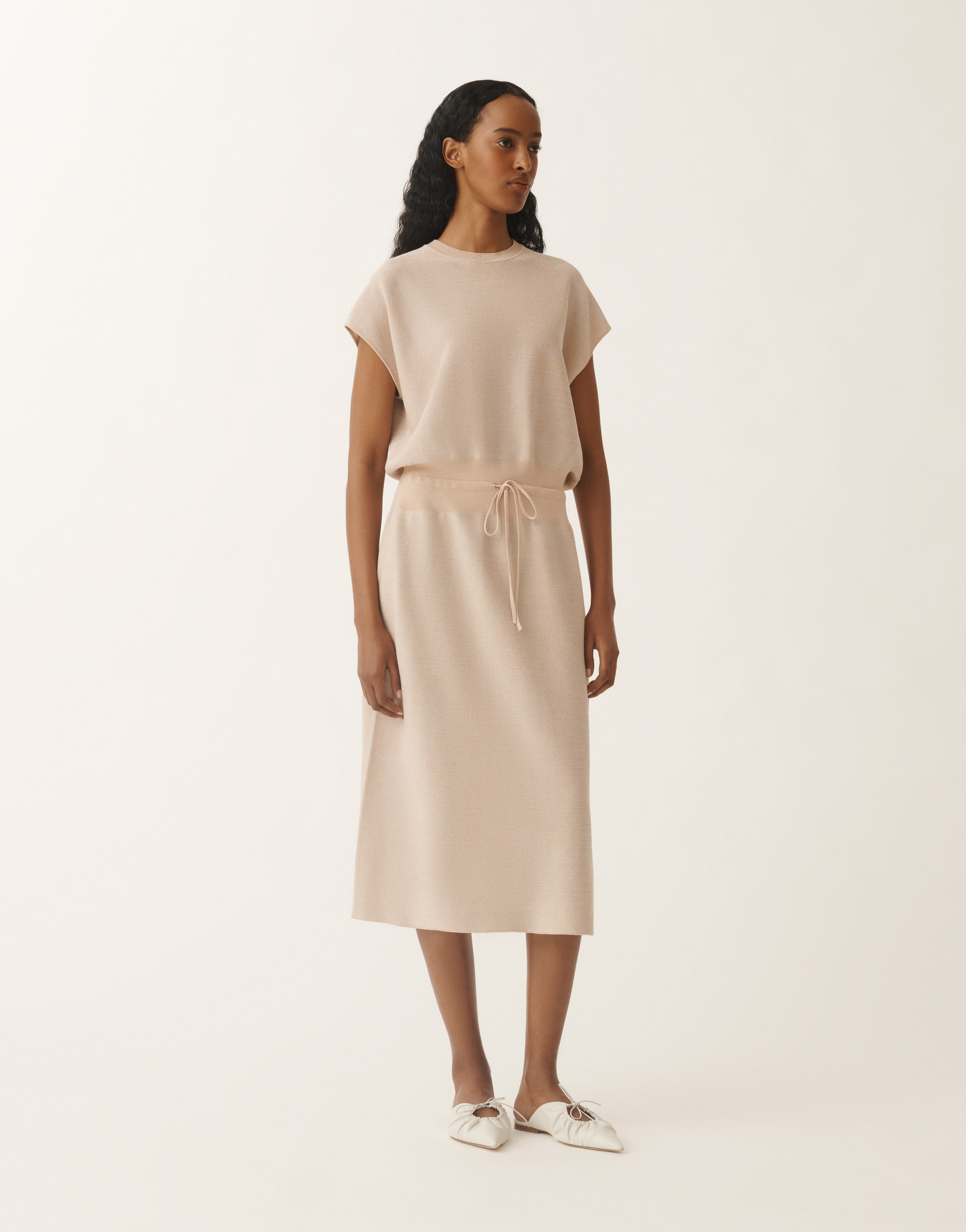 Fabiana Filippi Cotton Dress With Lurex In Sand