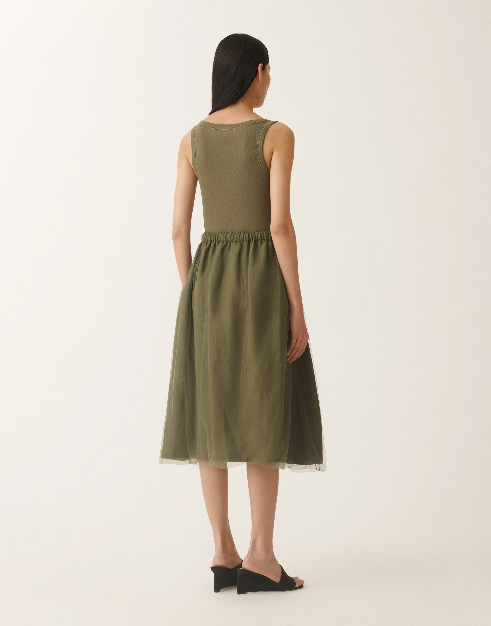 Shop Fabiana Filippi Linen And Viscose Skirt In Green