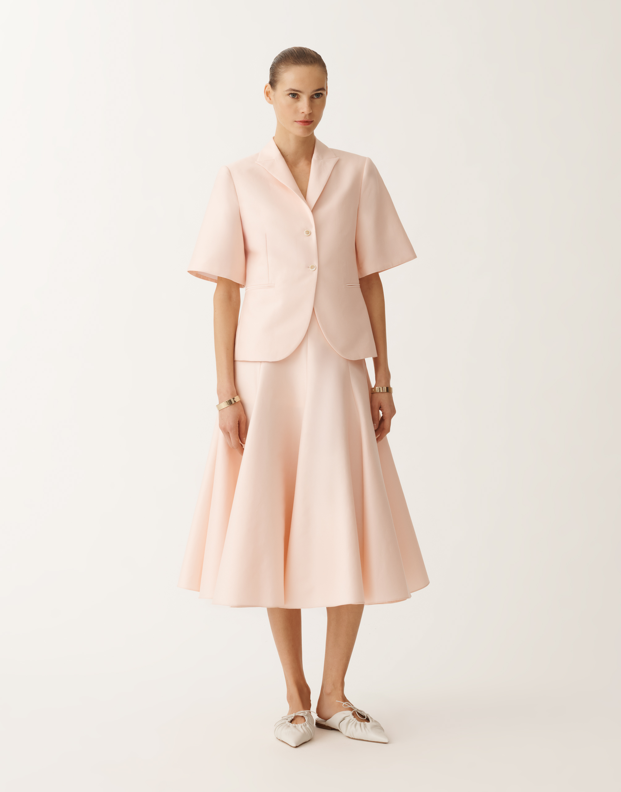 Fabiana Filippi Cotton And Silk Short-sleeved Mikado Jacket In Candy