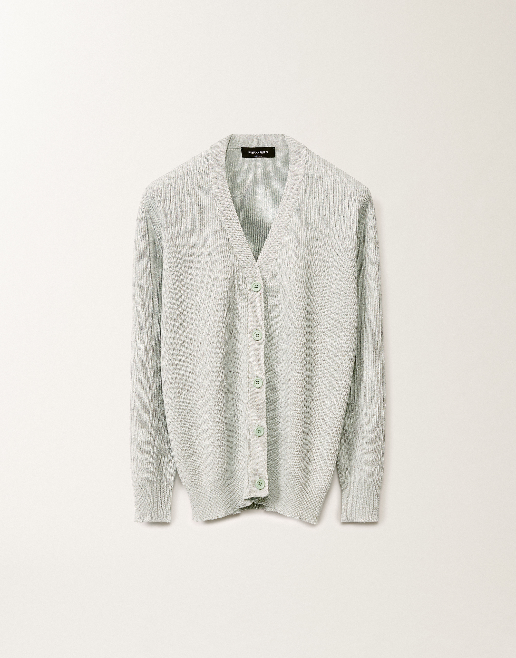 Shop Fabiana Filippi Organic Cotton And Lurex Cardigan In Aquagreen