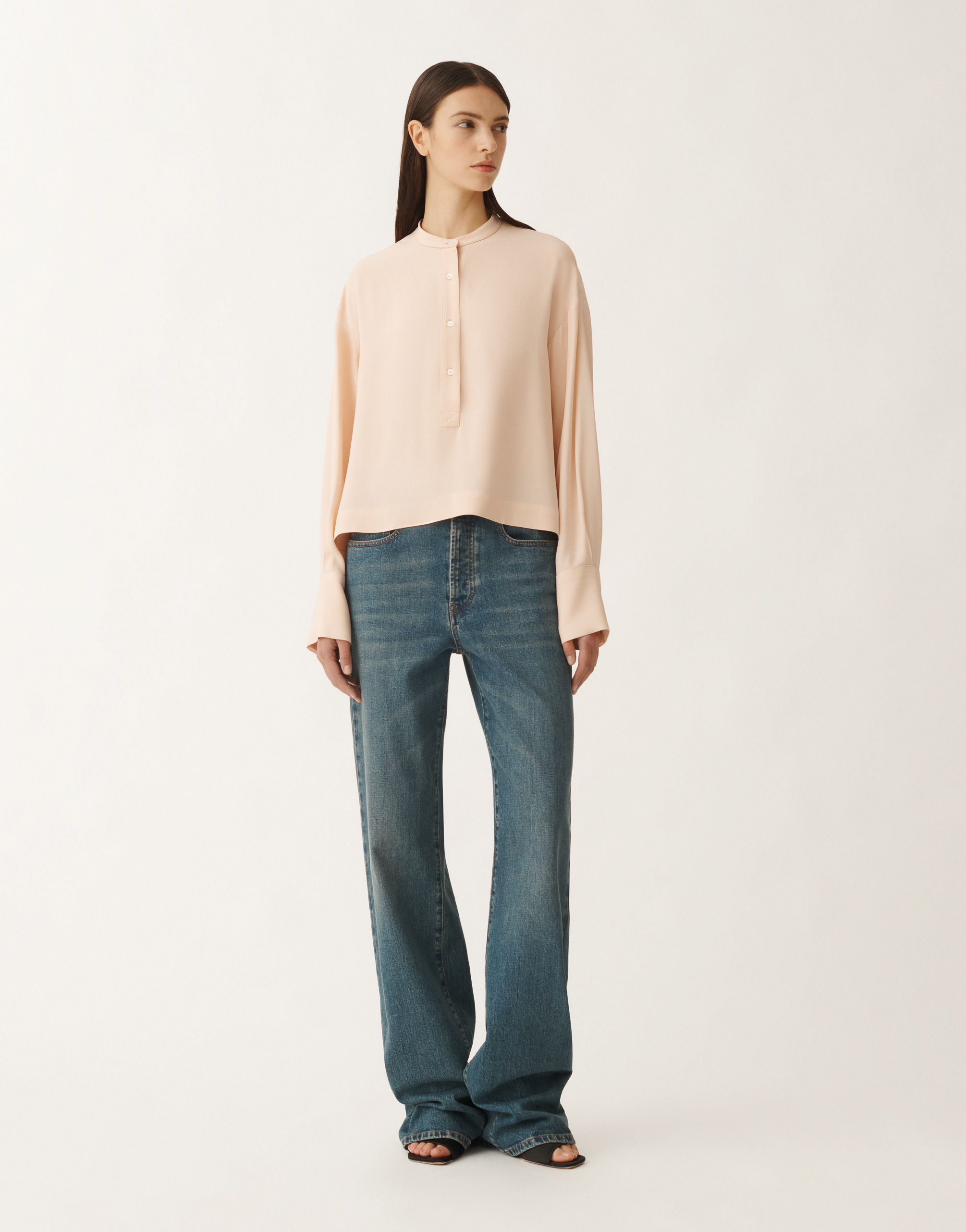 Shop Fabiana Filippi Envers Satin Shirt In Pink