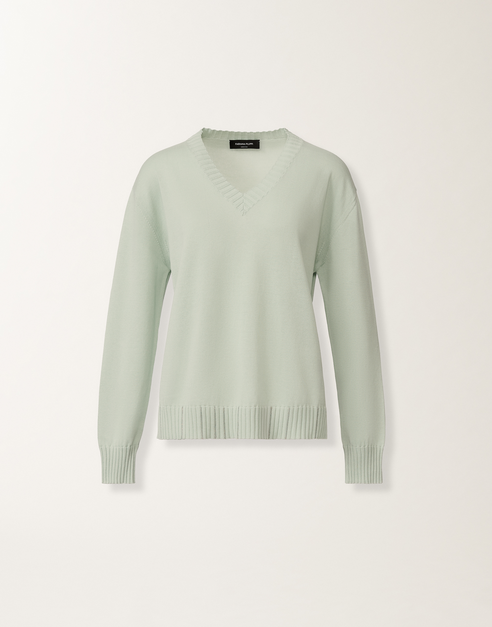 レディースSweater in organic cotton, Ghirri green ニットウェア