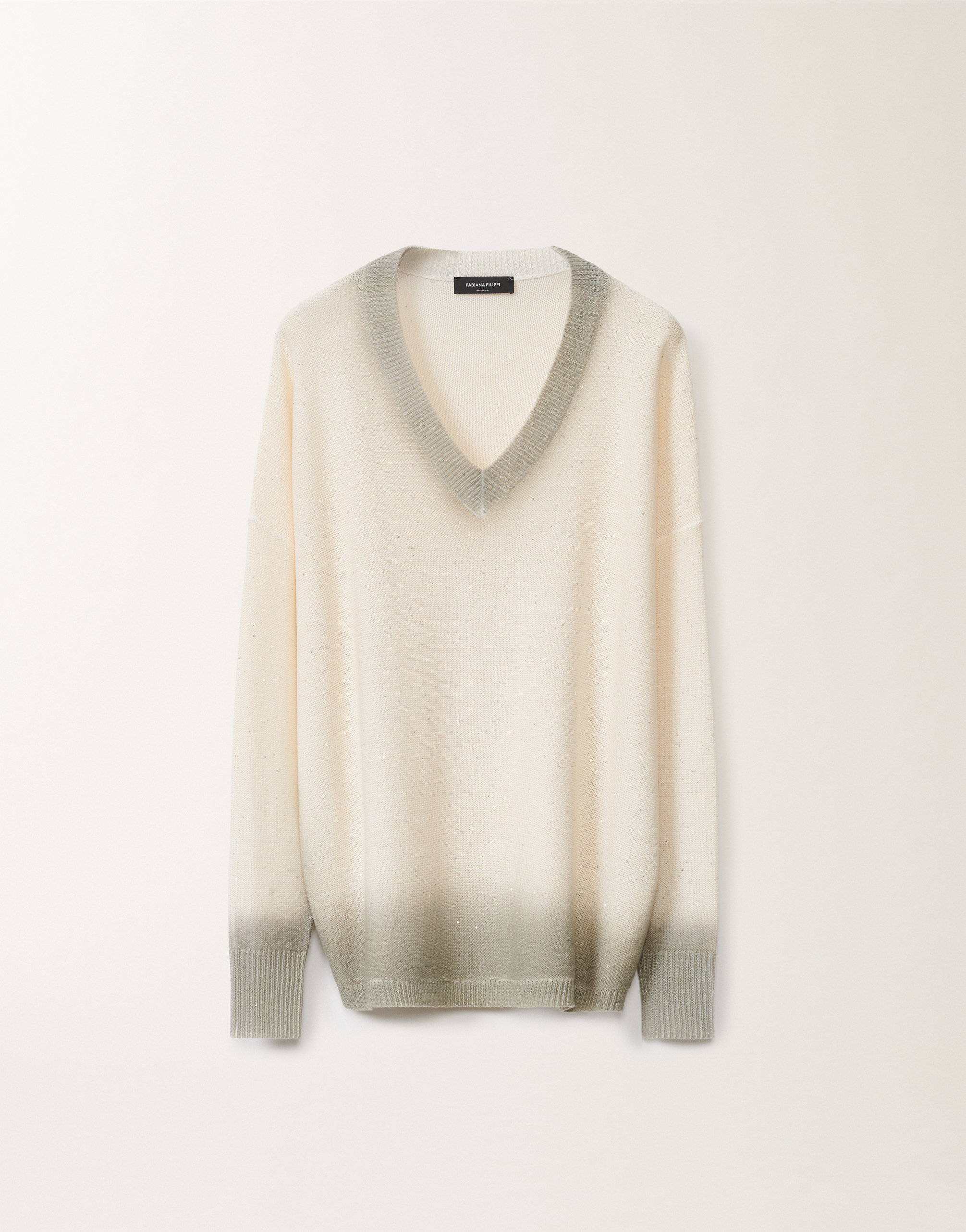 Fabiana Filippi Cotton And Linen Jersey With Sequins In White