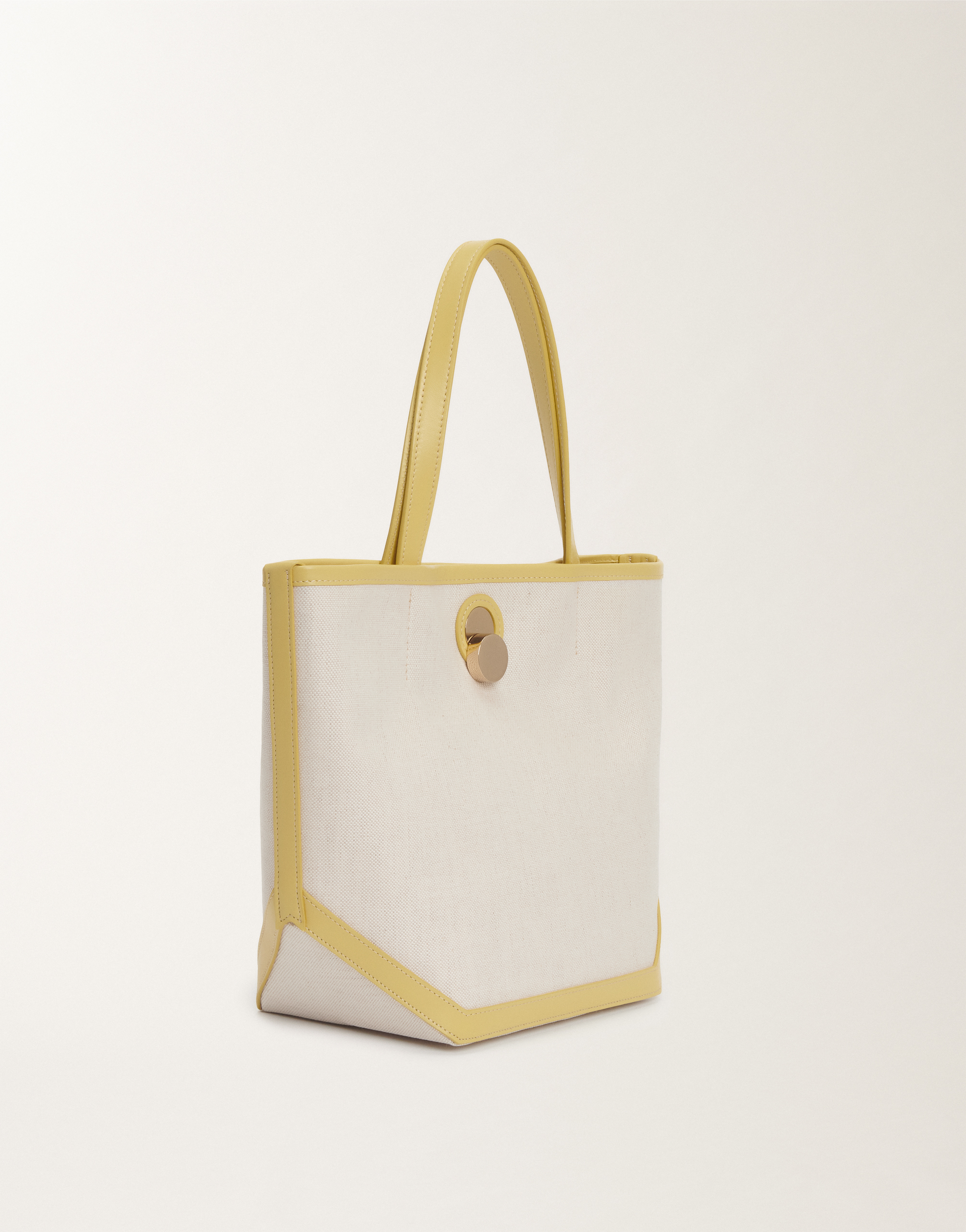 Shop Fabiana Filippi Eclissi Canvas And Leather Medium Tote Bag In Yellow