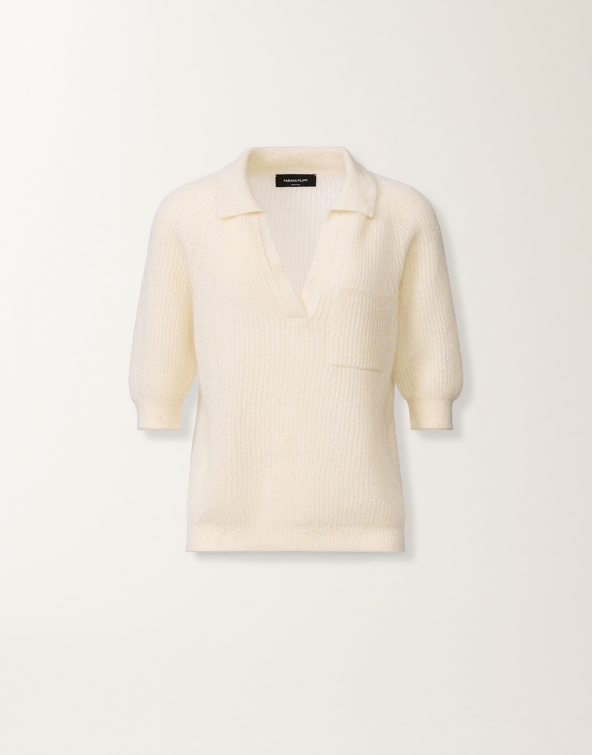 Fabiana Filippi Mohair Polo With Sequins In White