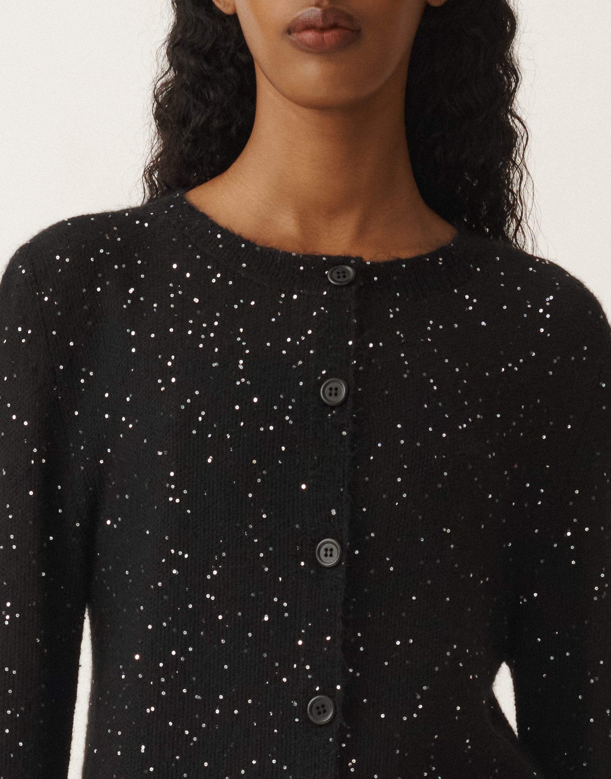 Fabiana Filippi Sequin Soft Mohair Mini Cardigan In Black