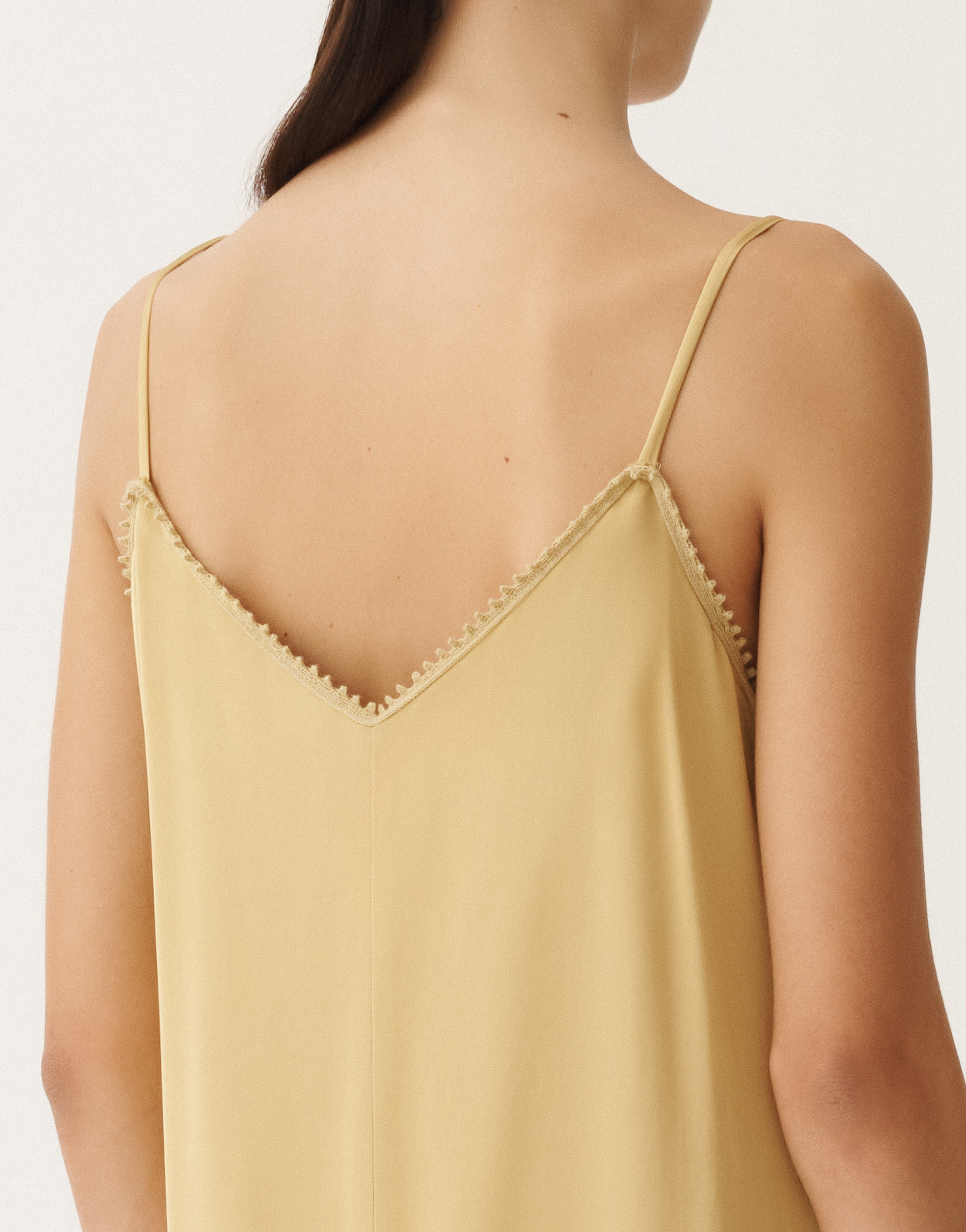 Fabiana Filippi Viscose Satin Lingerie Dress In Yellow