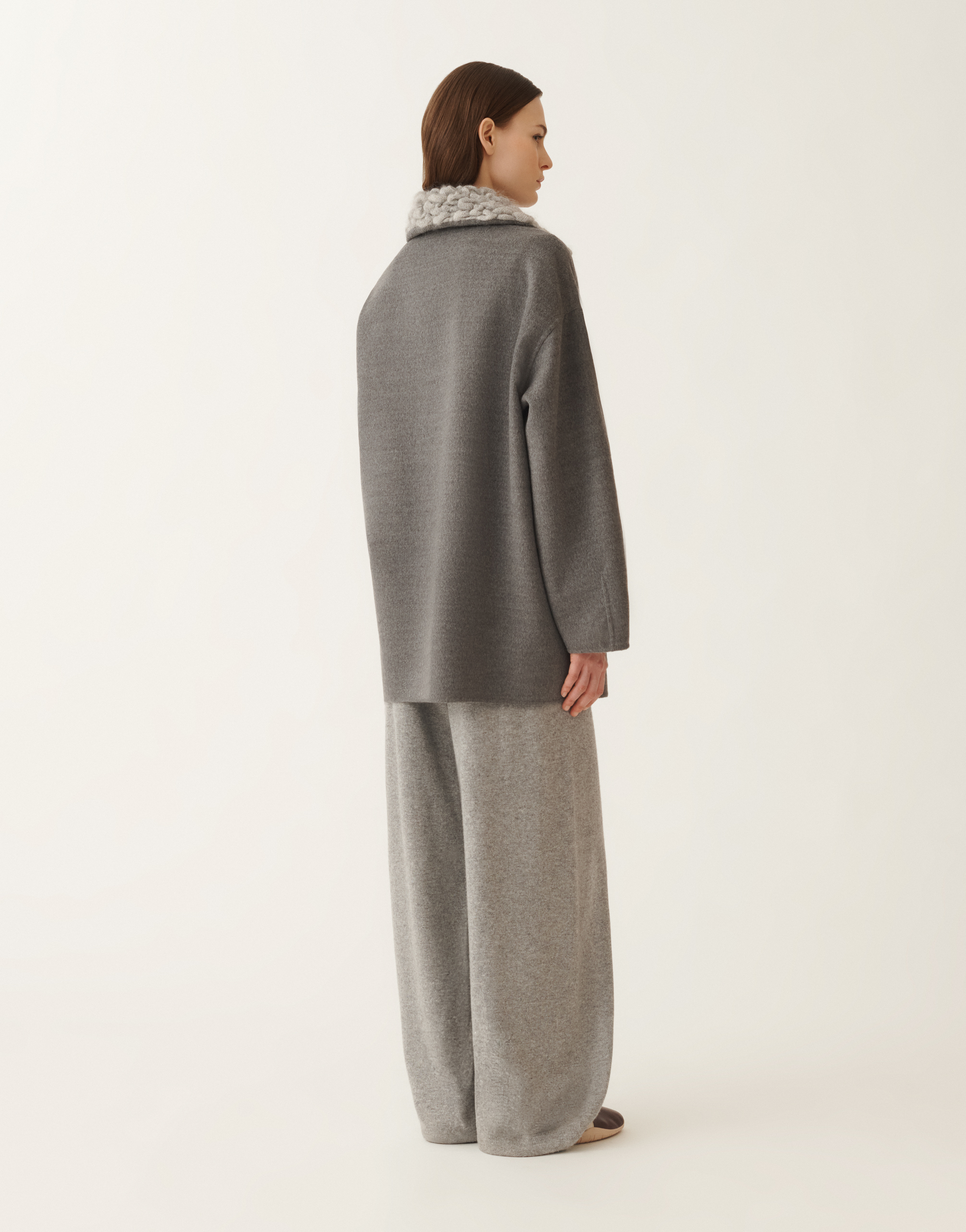 Fabiana Filippi Double Wool Pea Coat In Gray