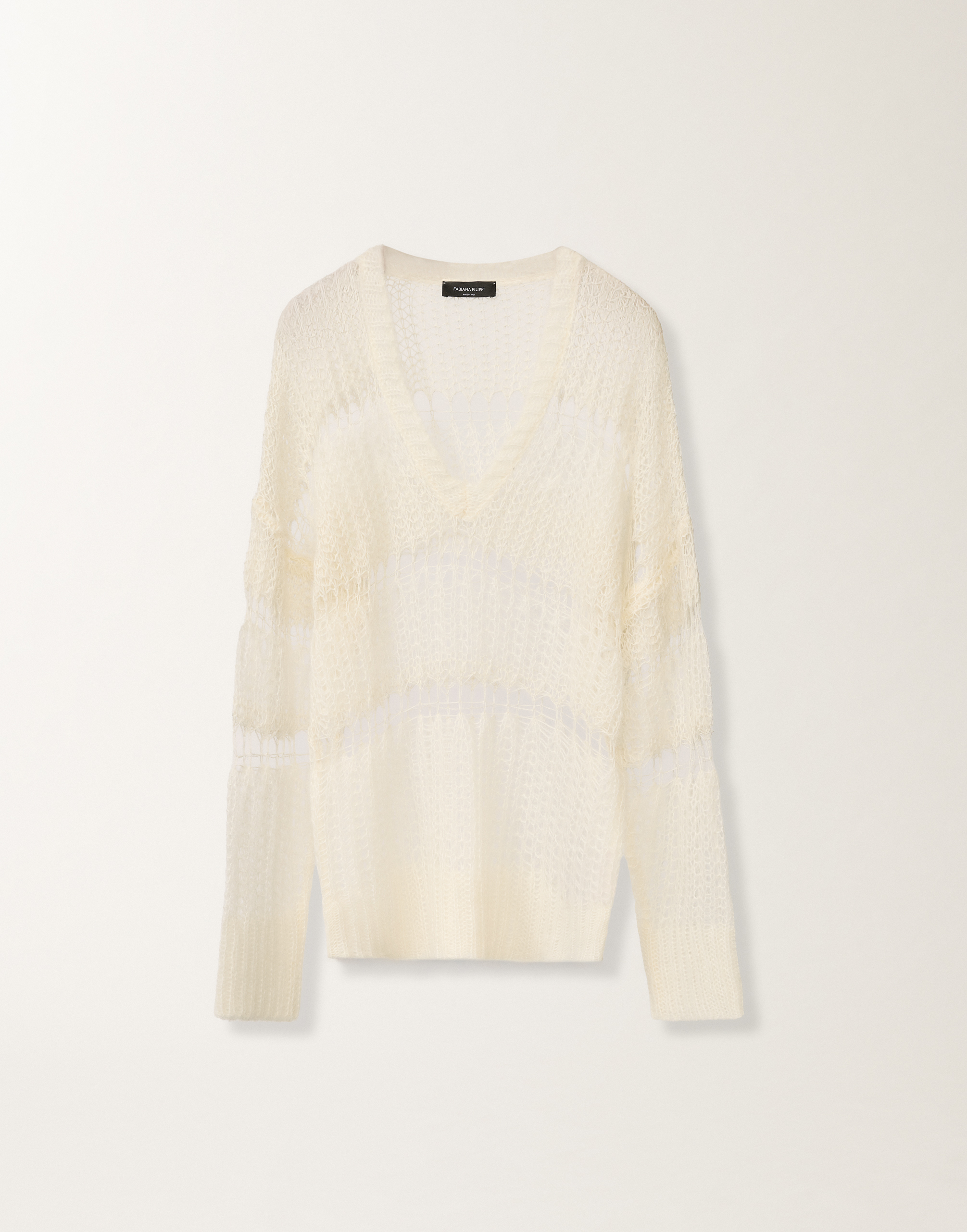 Mohair and organic cotton sweater, raffia for Women | Fabiana Filippi®