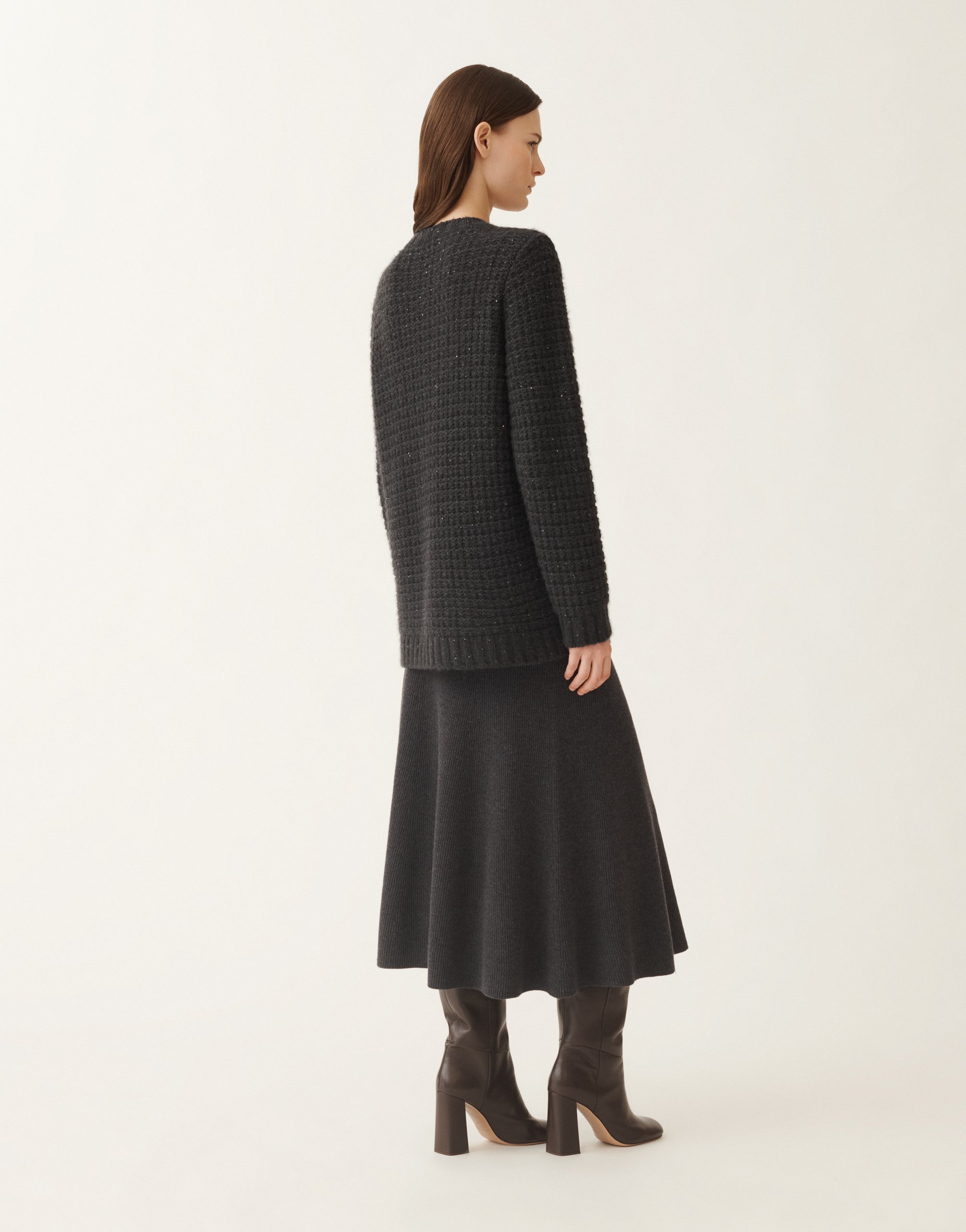 Fabiana Filippi Sequin-embellished Waffle-knit Cardigan In Black