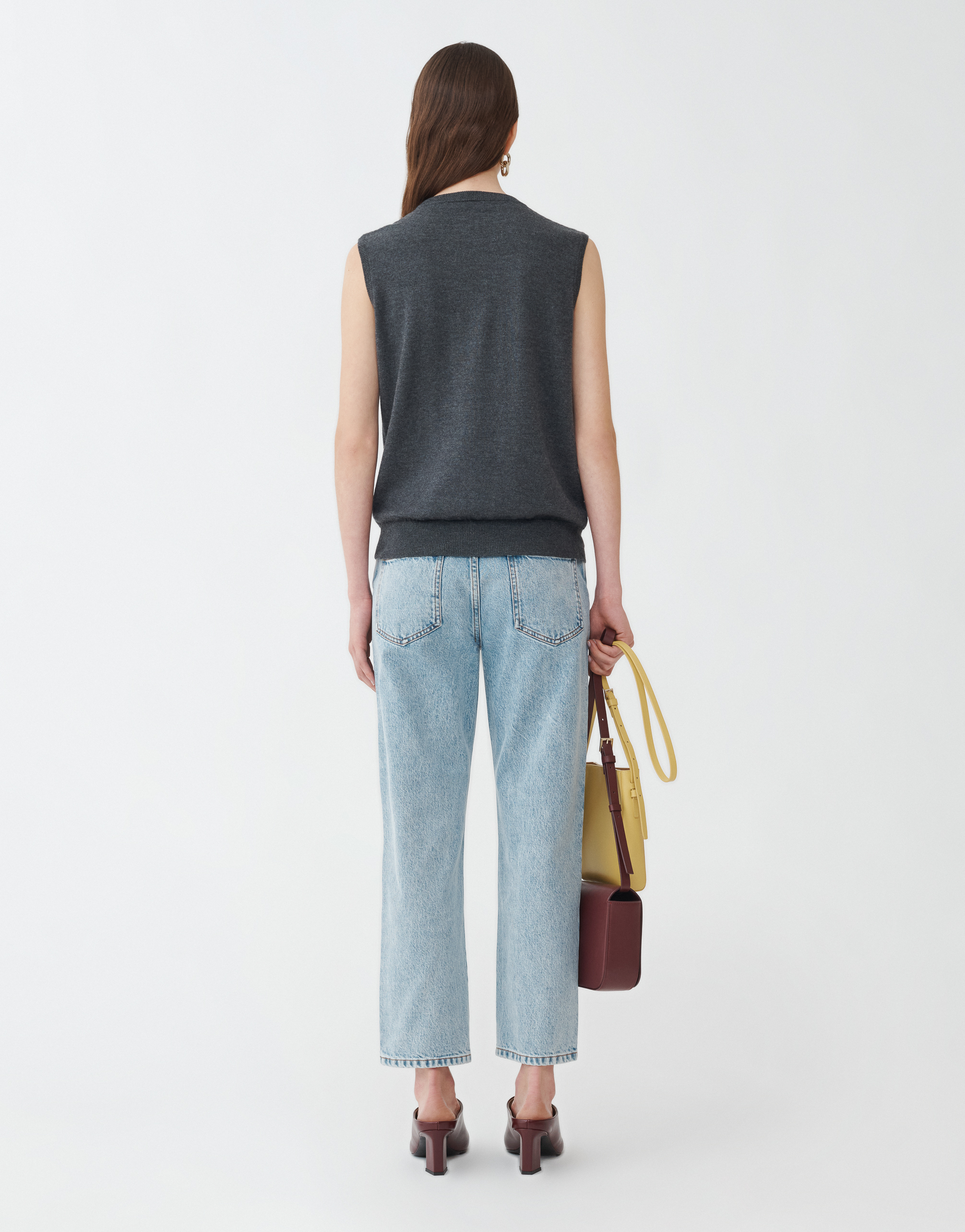 FABIANA FILIPPI MERINO WOOL VEST TOP WITH EMBROIDERY 