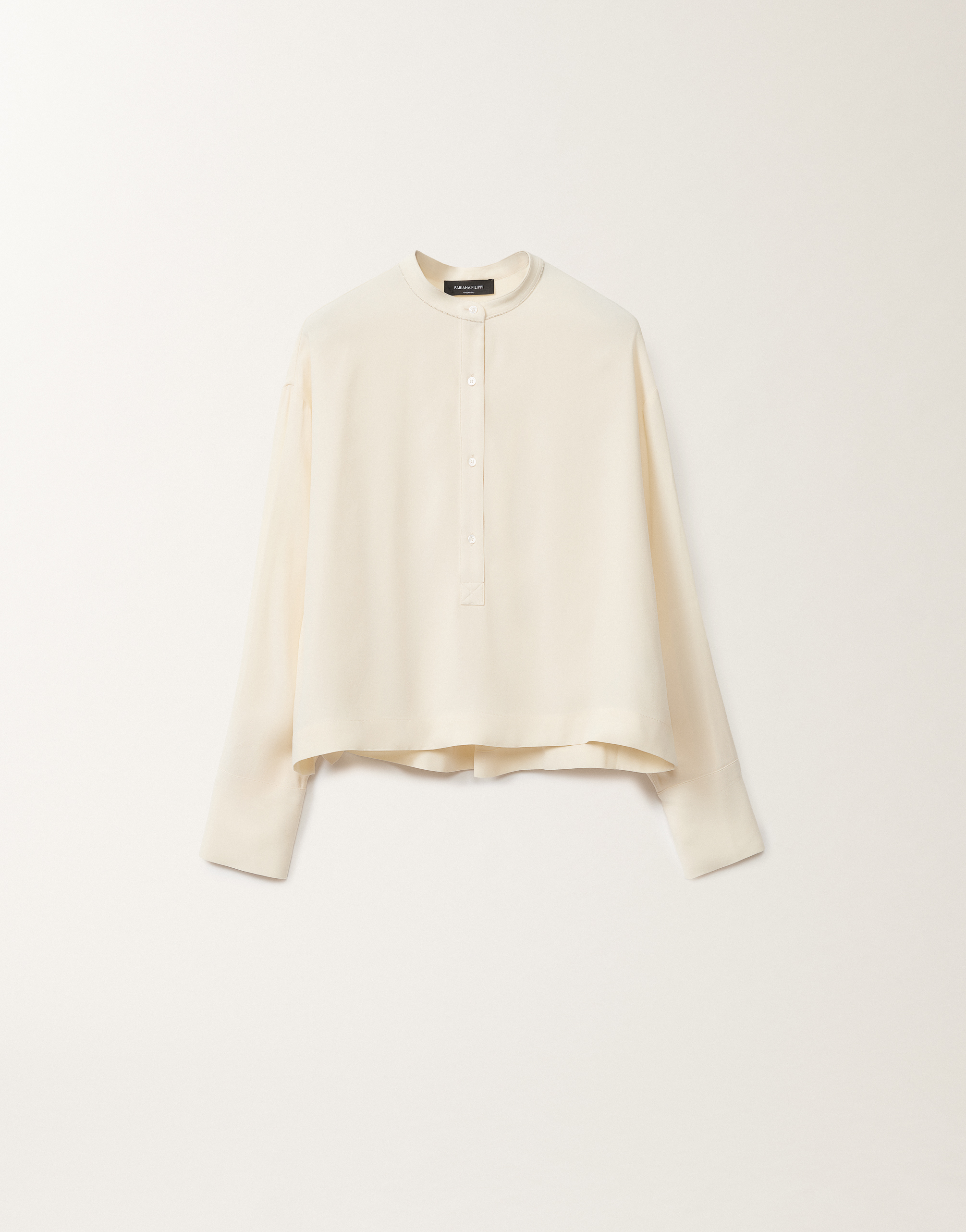 FABIANA FILIPPI ホワイト五分袖セーター Organic cotton sweater, optical white for Women | Fabiana