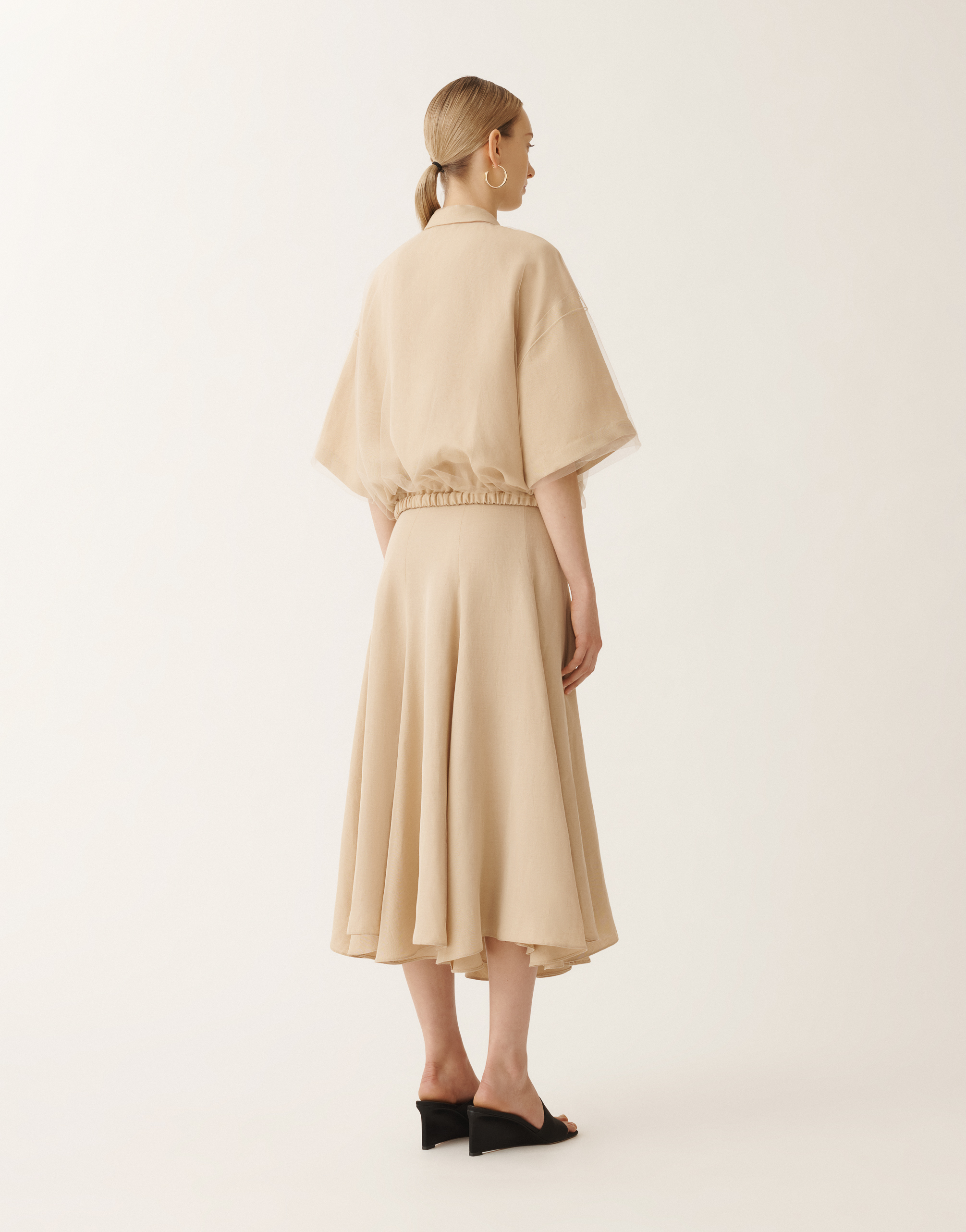 Shop Fabiana Filippi Linen And Viscose Shirt In Sand