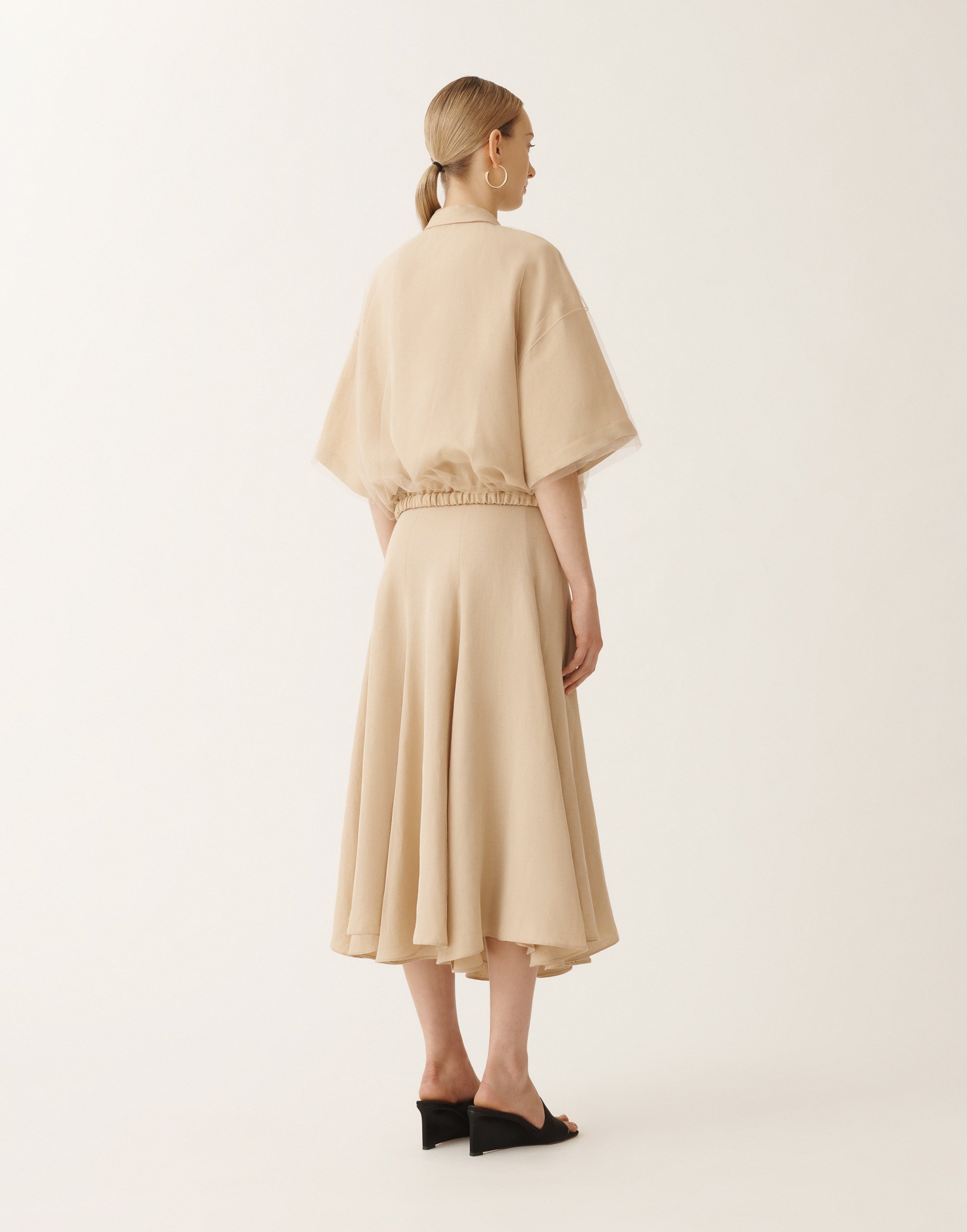Shop Fabiana Filippi Linen And Viscose Shirt In Sand