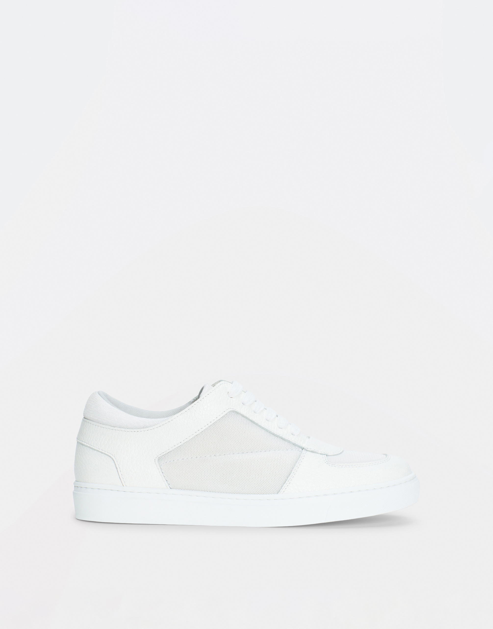 Shop Fabiana Filippi Leather Sneaker With Mesh Inset In White