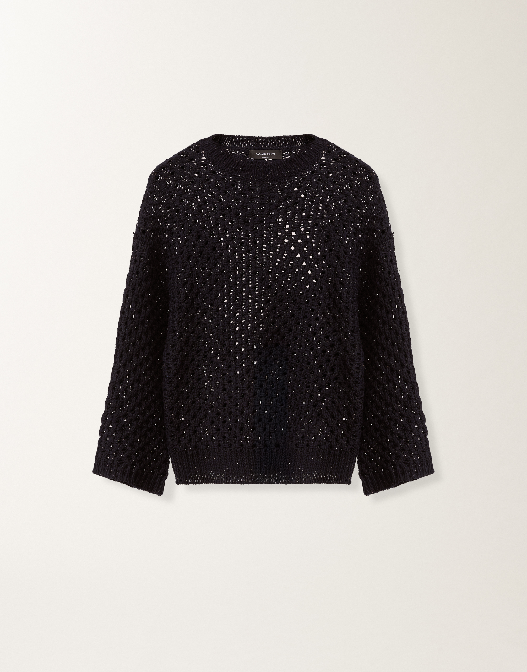Fabiana Filippi Cape In Platinum And Micro Sequins In Black
