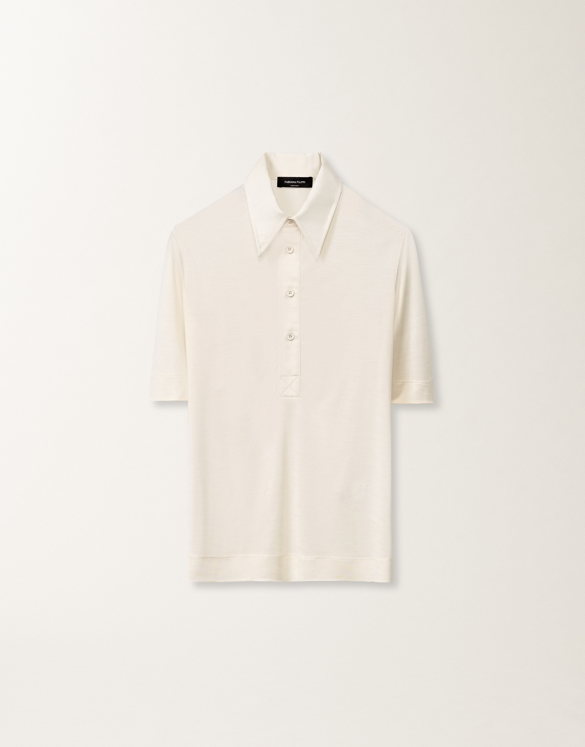 Shop Fabiana Filippi Silk Jersey Polo In White