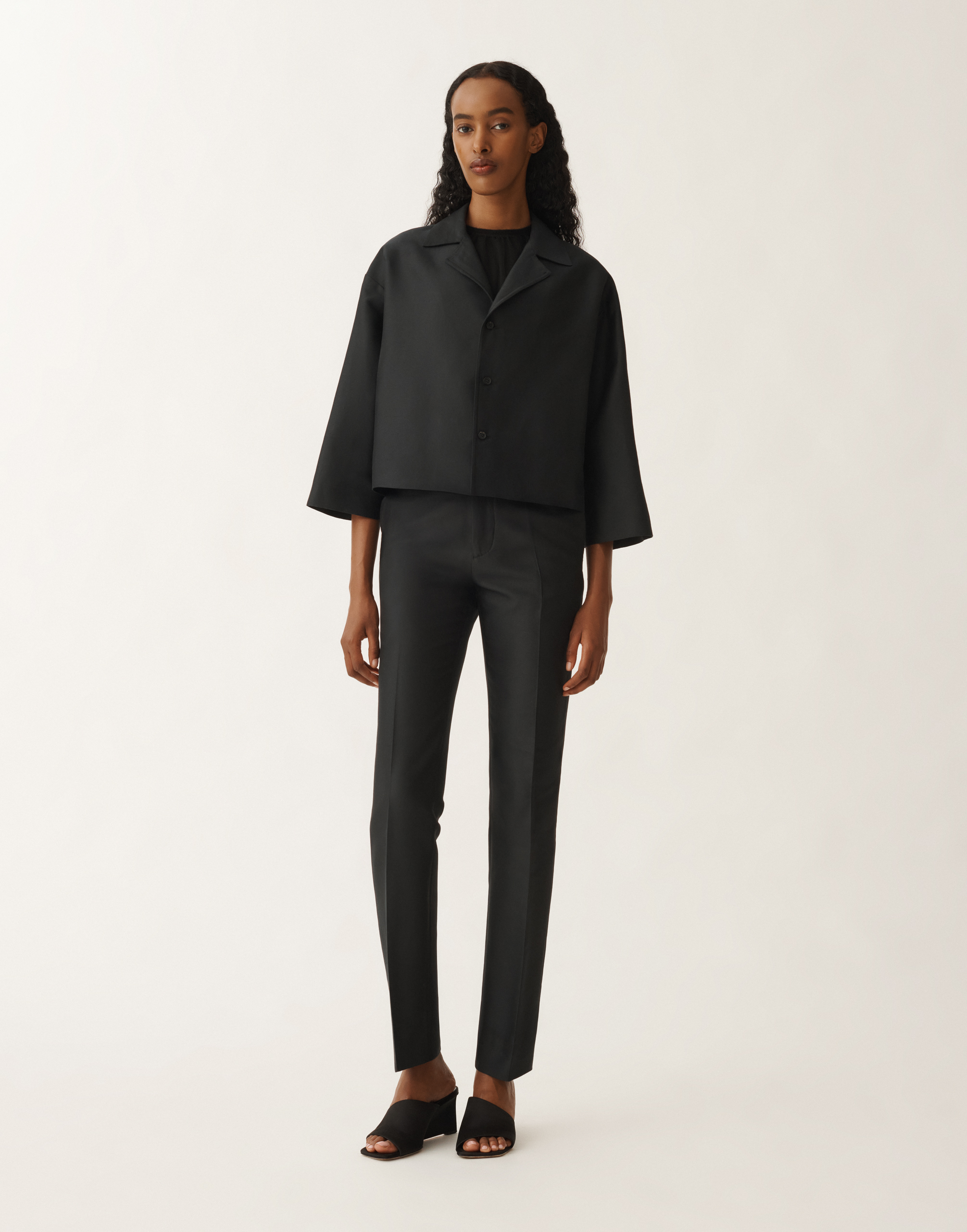 Shop Fabiana Filippi Cotton And Silk Mikado Jacket In Black