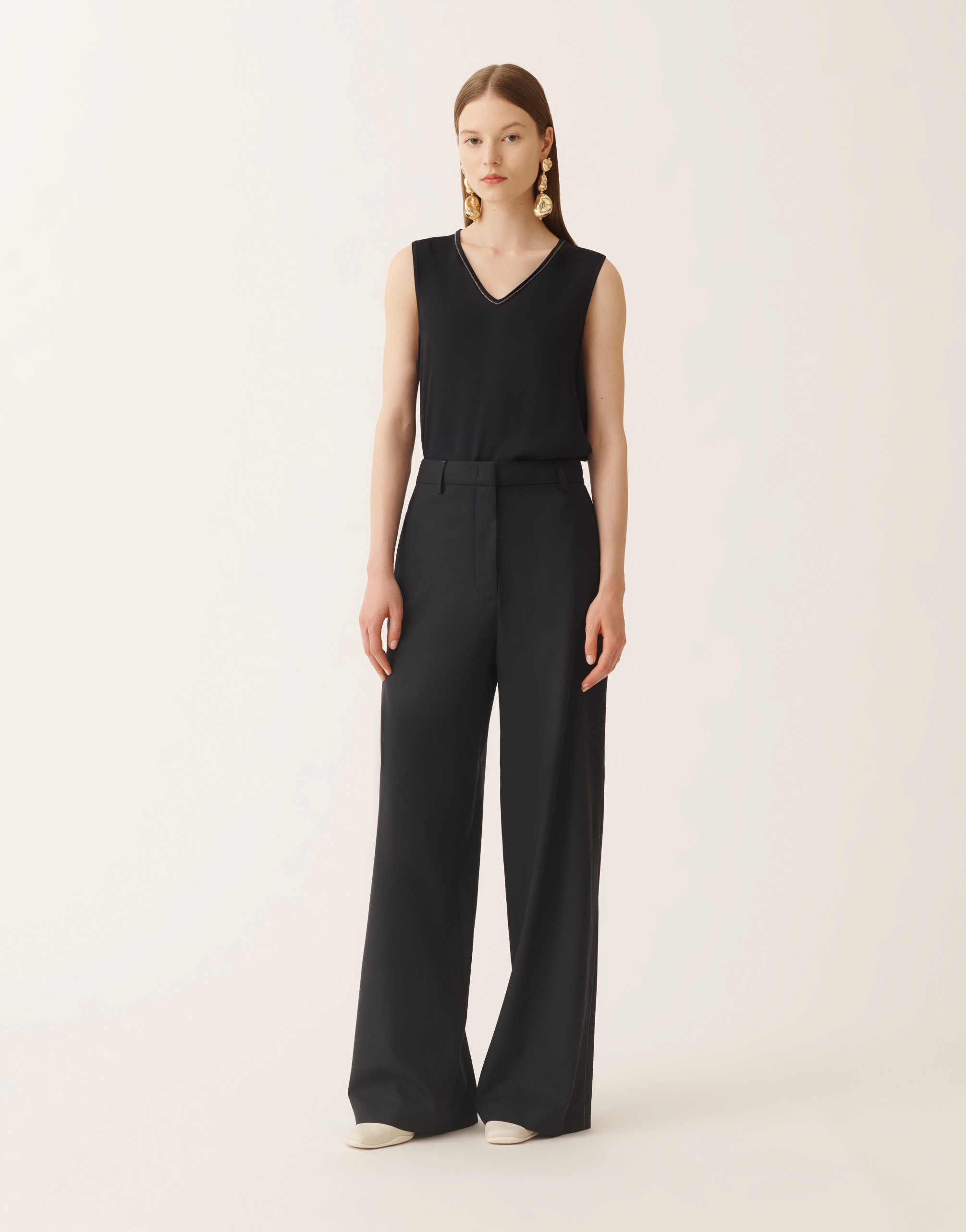 Fabiana Filippi Spoleto Trousers In Bi-stretch Fresco Wool In Black
