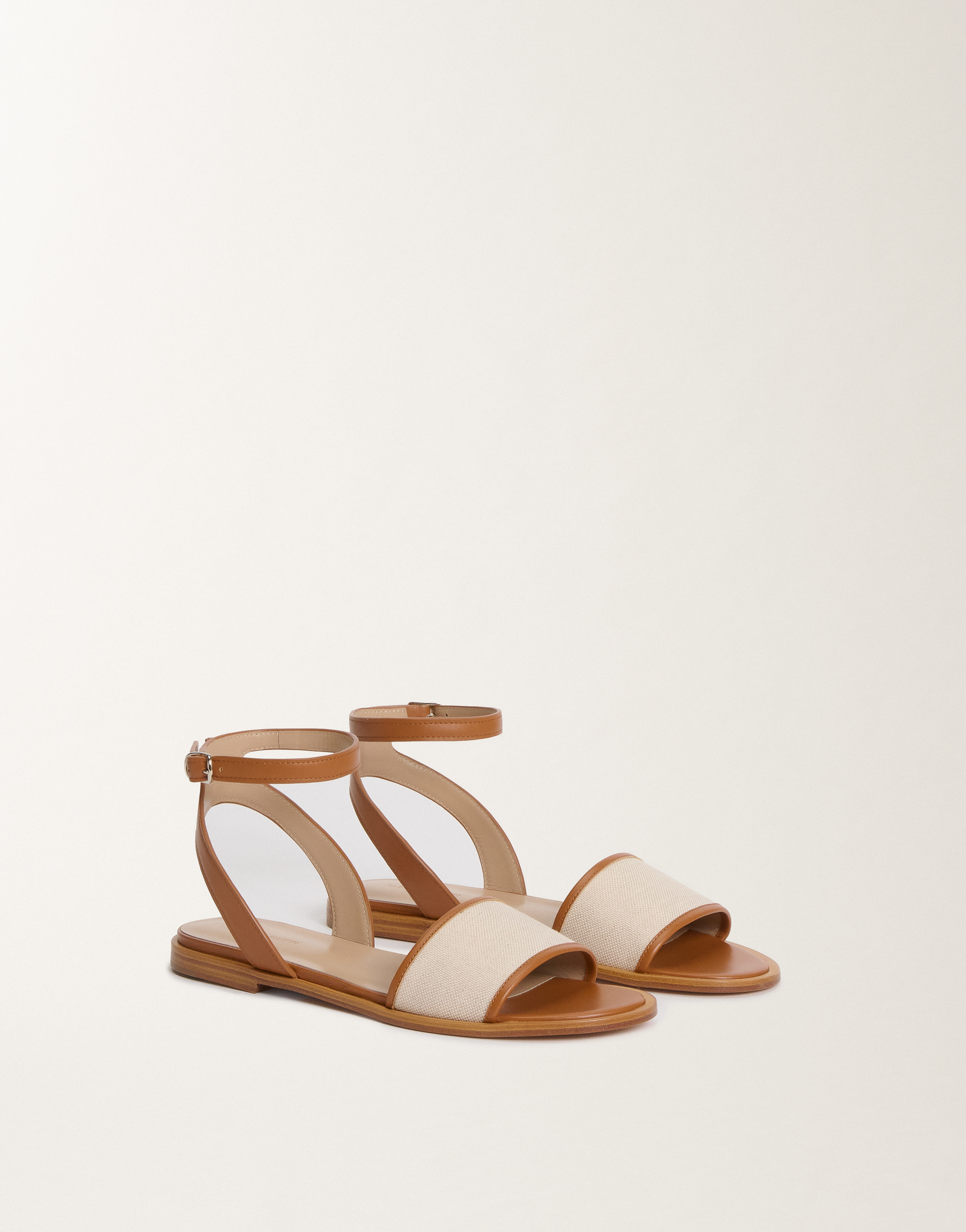 Shop Fabiana Filippi Canvas And Leather Sandals