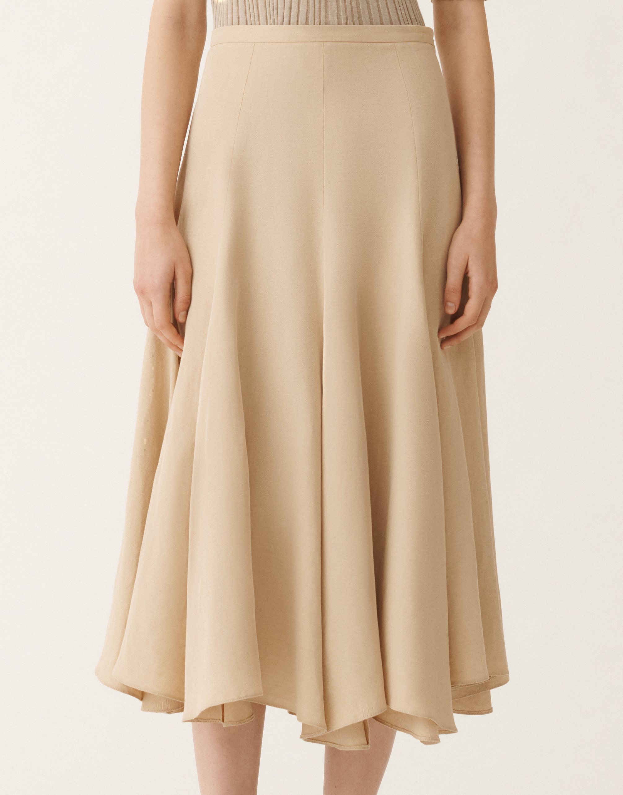 Fabiana Filippi Linen And Viscose Skirt In Sand