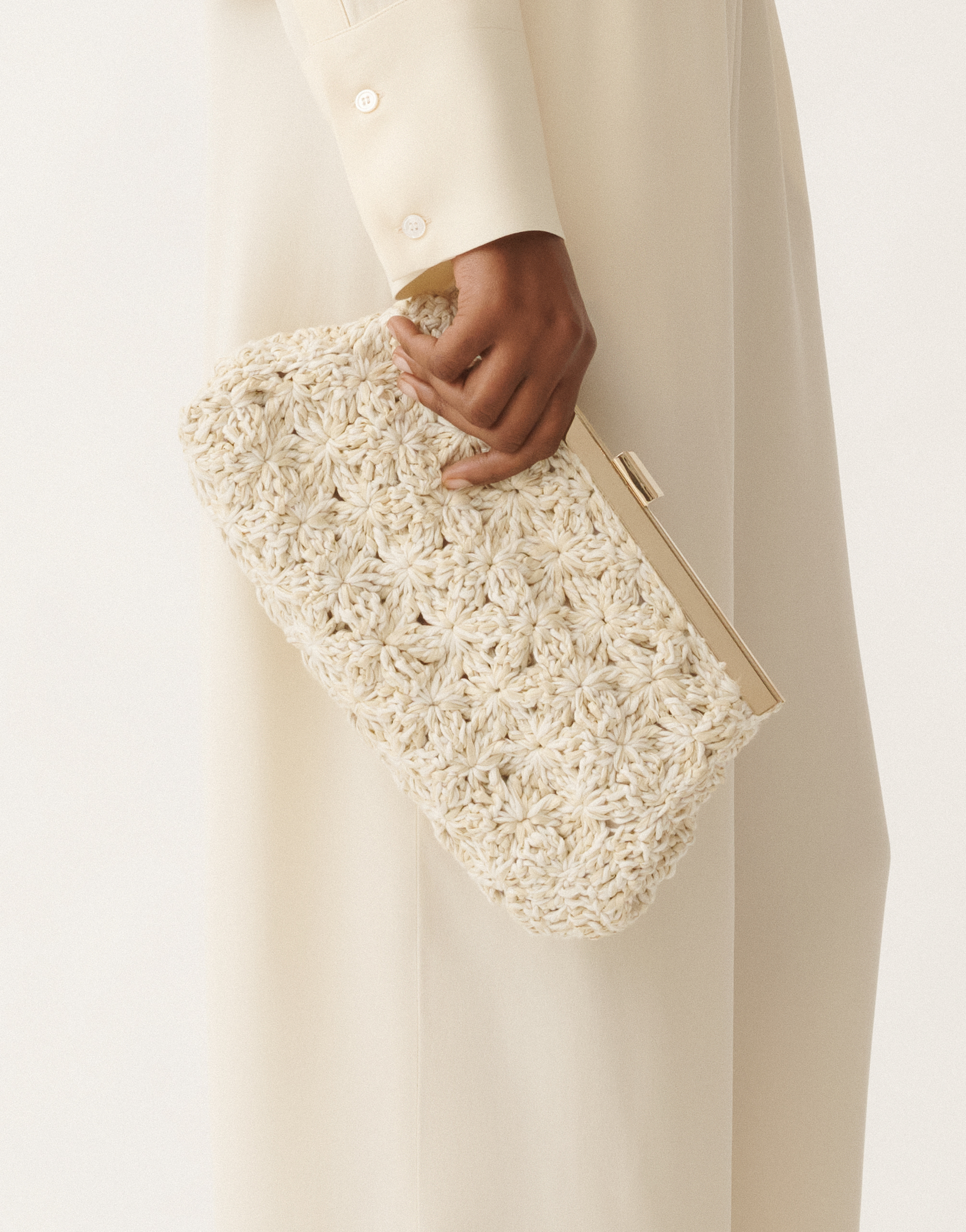 Fabiana Filippi Macramé Clutch In Putty