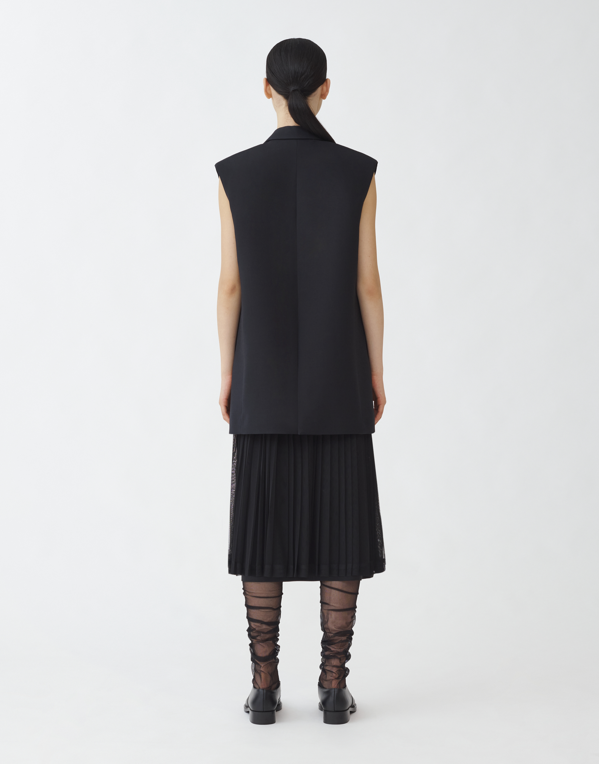 Shop Fabiana Filippi Wool Silk Crepe Double Breasted Vest In Black