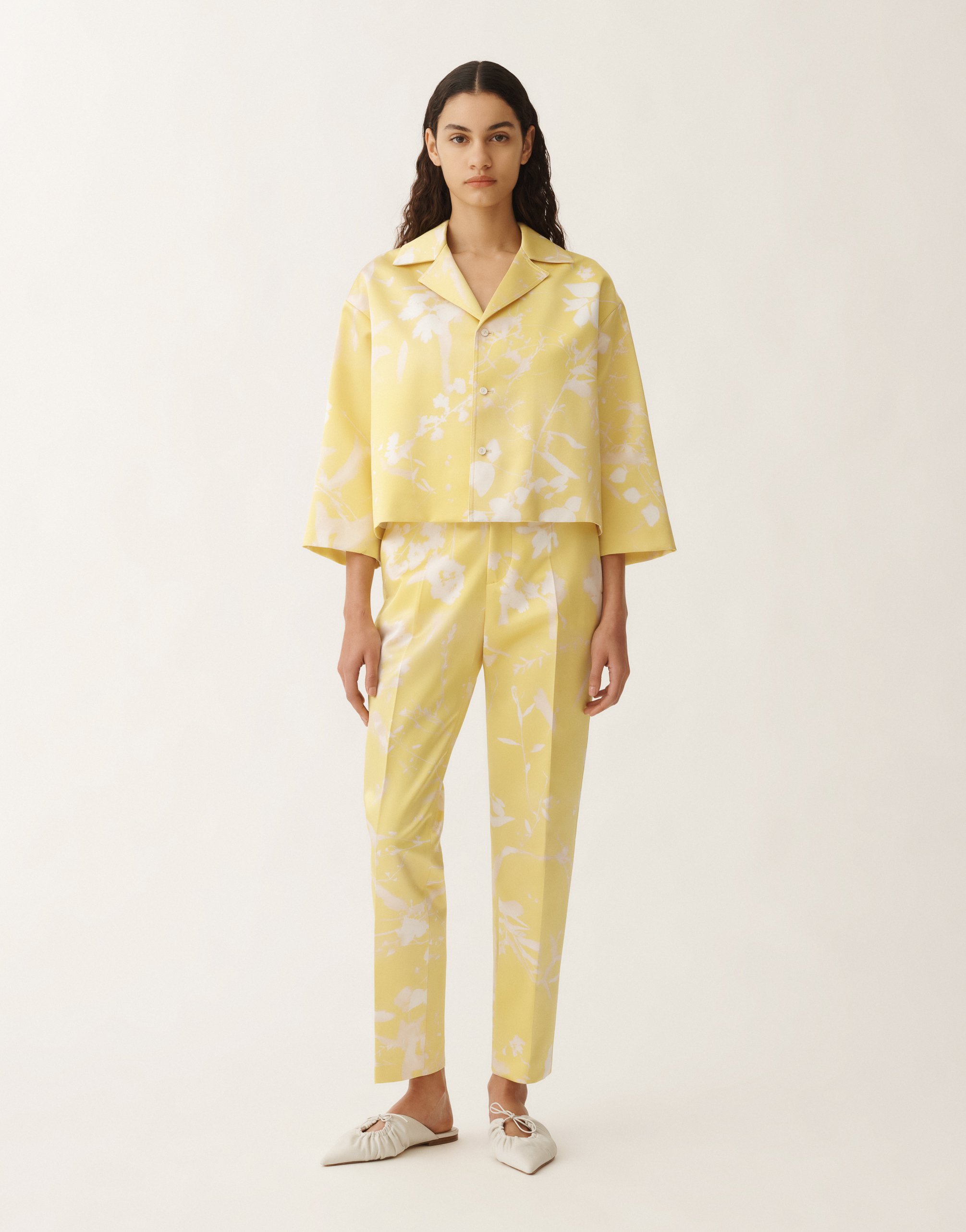Shop Fabiana Filippi Tilia-print Silk Jacket In Yellow