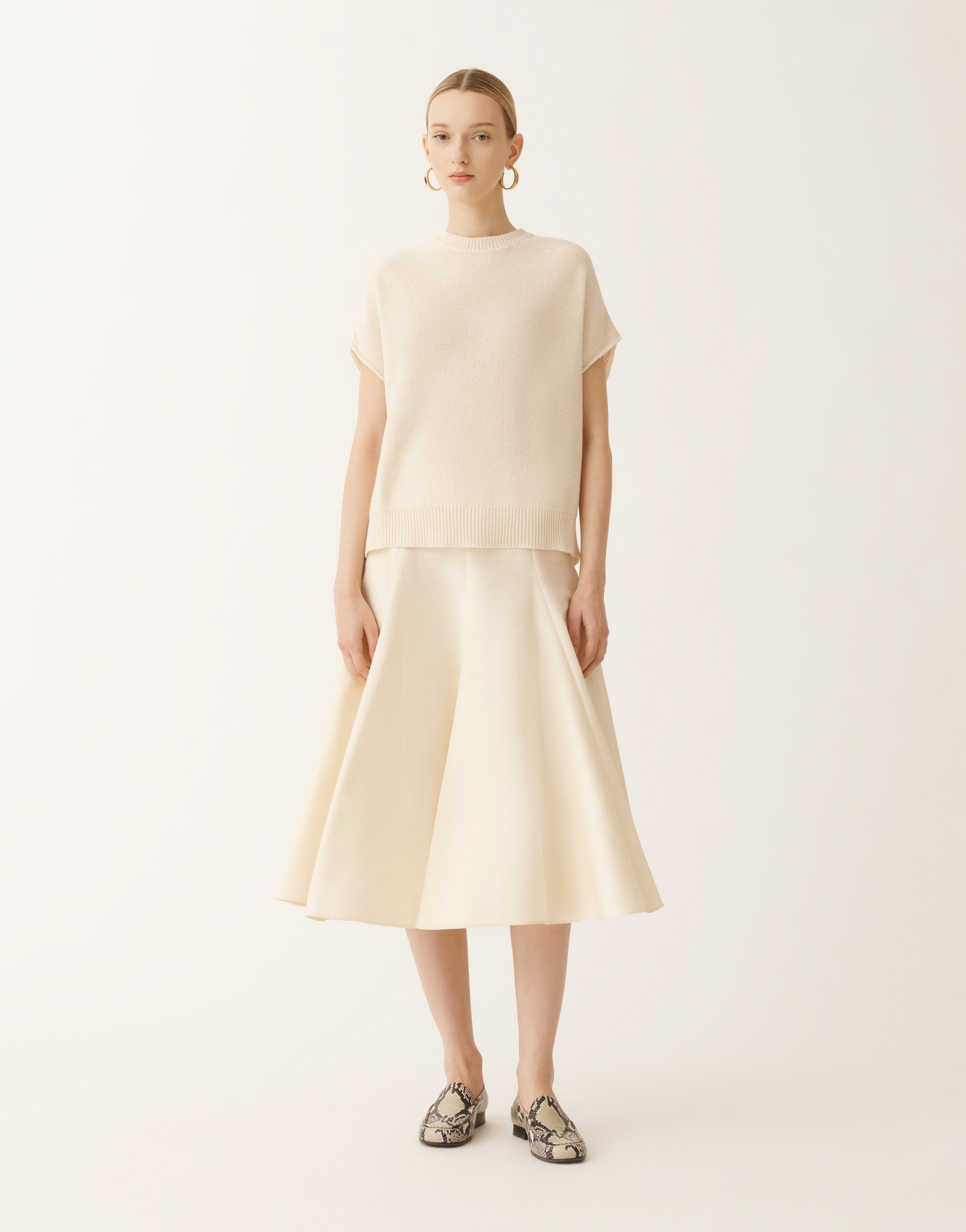Shop Fabiana Filippi Cotton And Linen Cape With Sequins In Vanilla