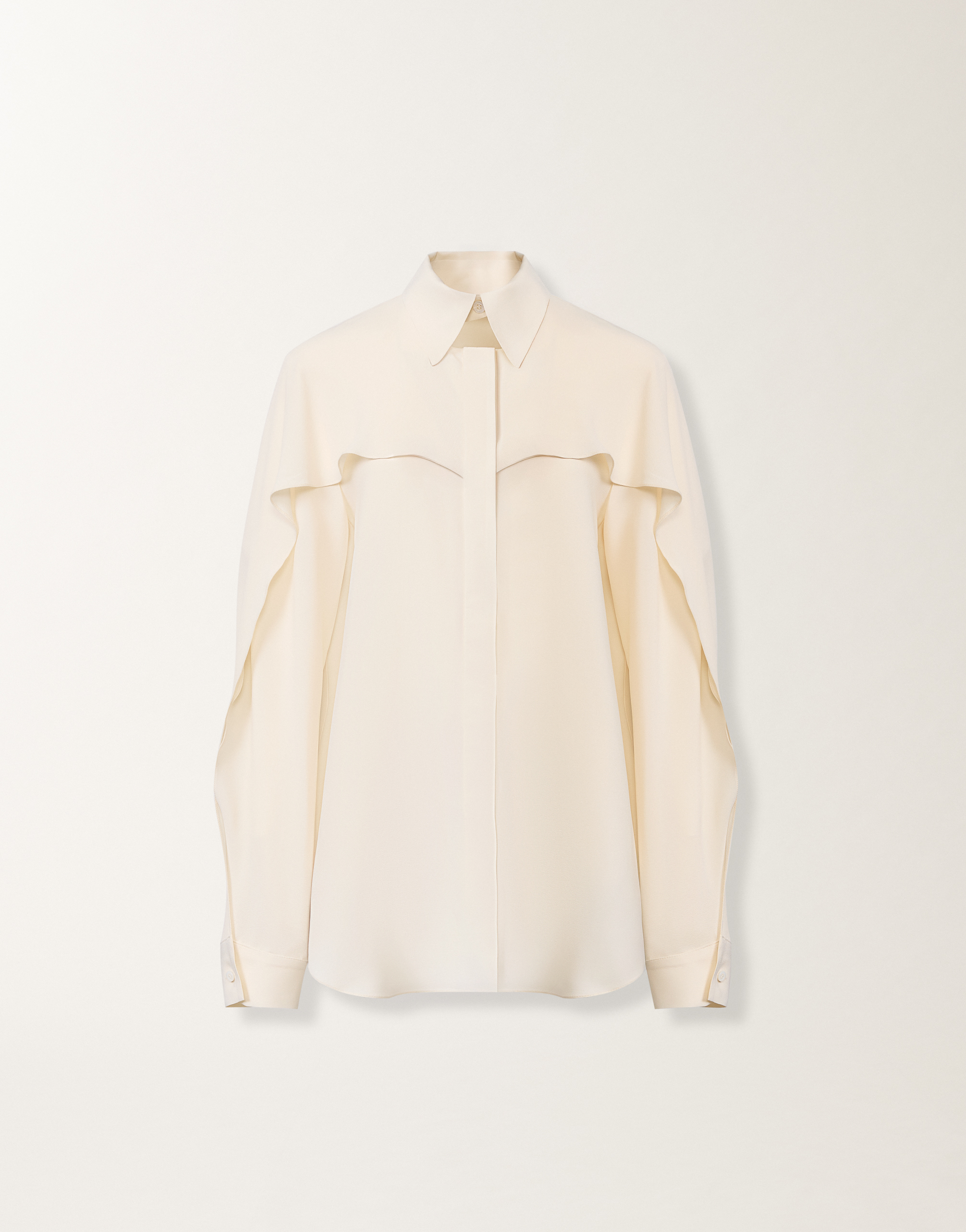 Fabiana Filippi Long Sleeve Shirt Ruffle Collar Cuffs In Neutral