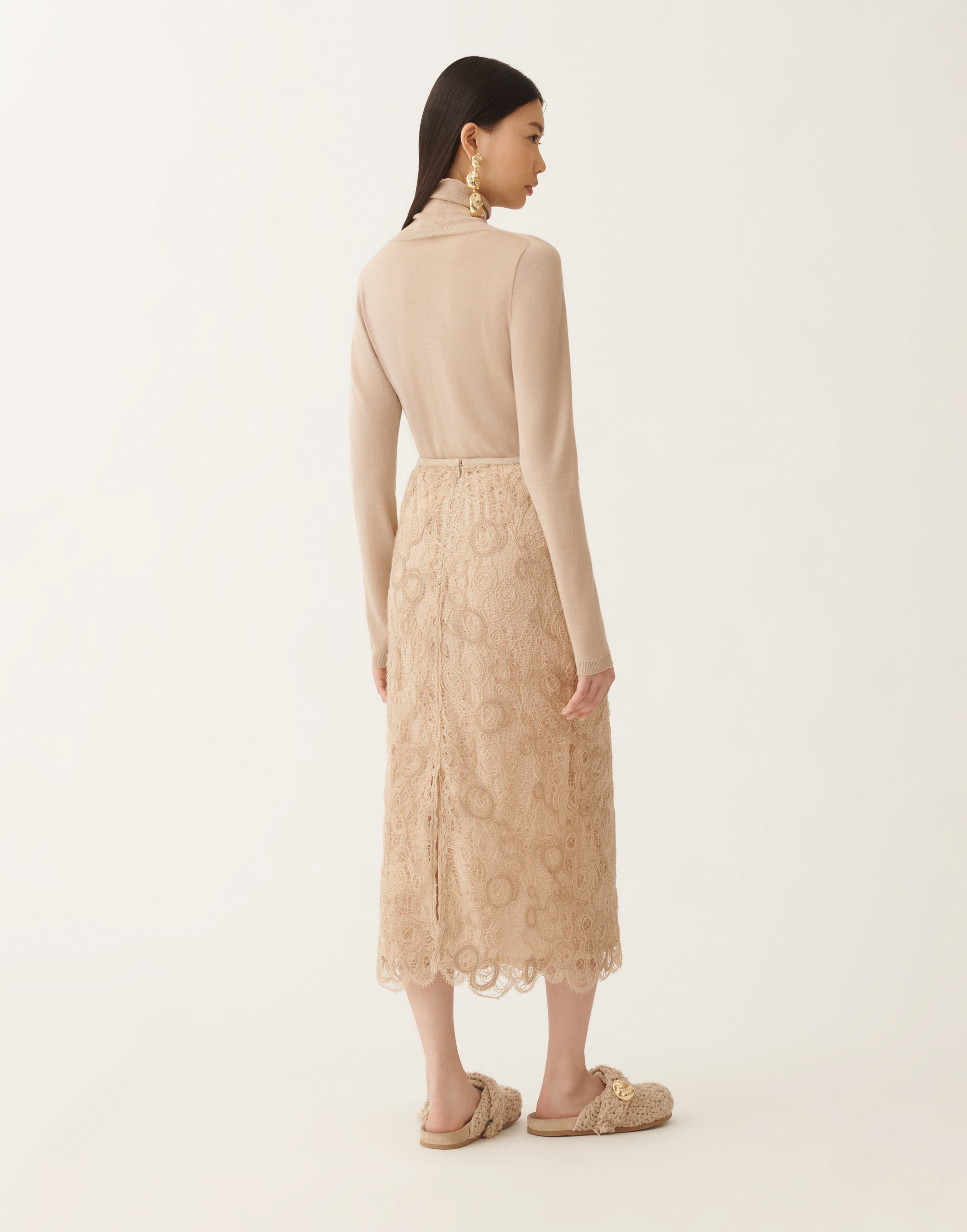 Fabiana Filippi Macramé Lace Skirt In Brown