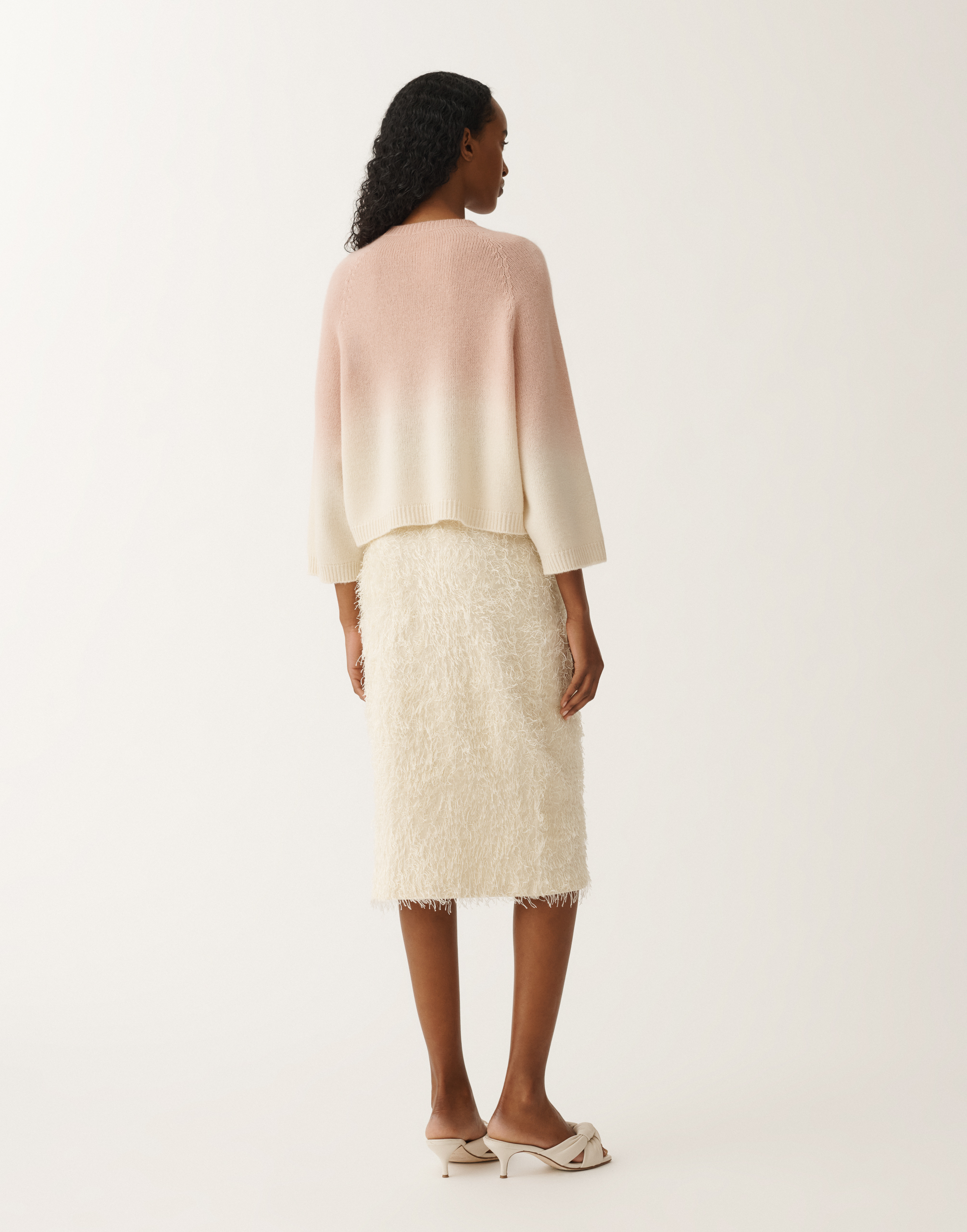 Fabiana Filippi Faded Platinum Gauzed Short Sleeve Cape In Pink In Pink