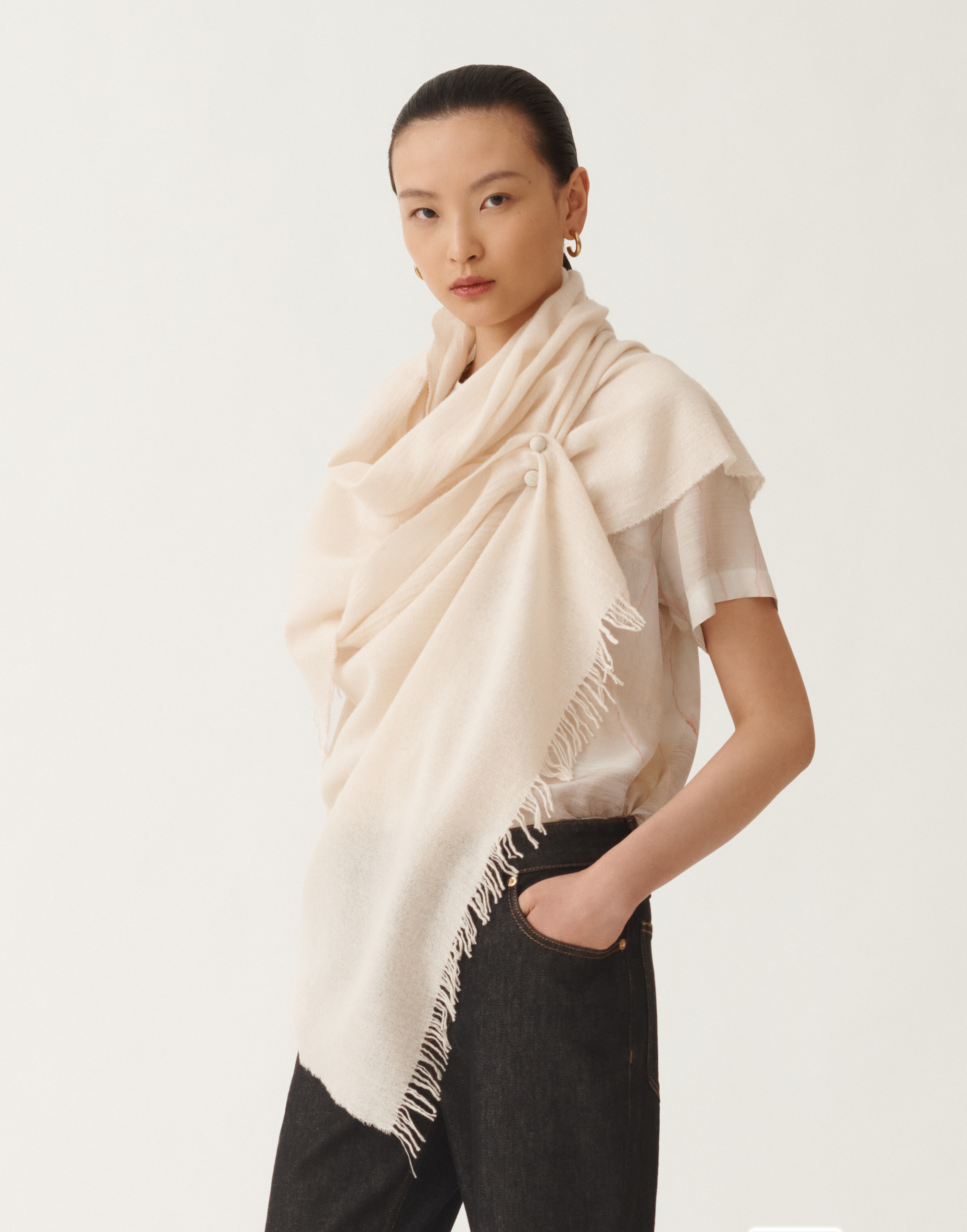Fabiana Filippi Embellished Fringed Scarf In Neutral