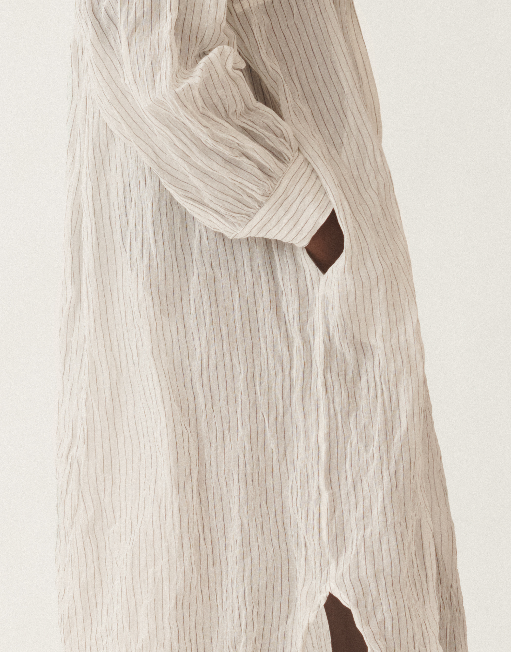 Fabiana Filippi Wavy Pinstripe Cotton Dress In White