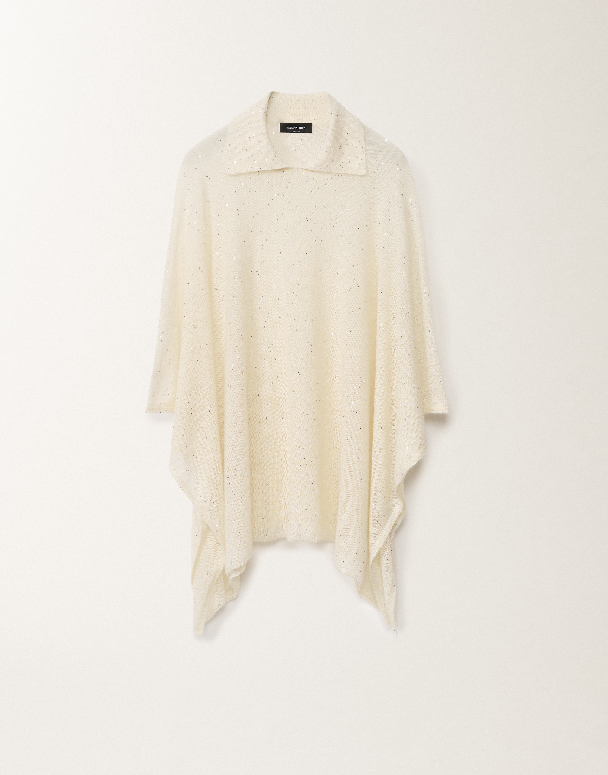 Fabiana Filippi Cape With Mohair Collar In White