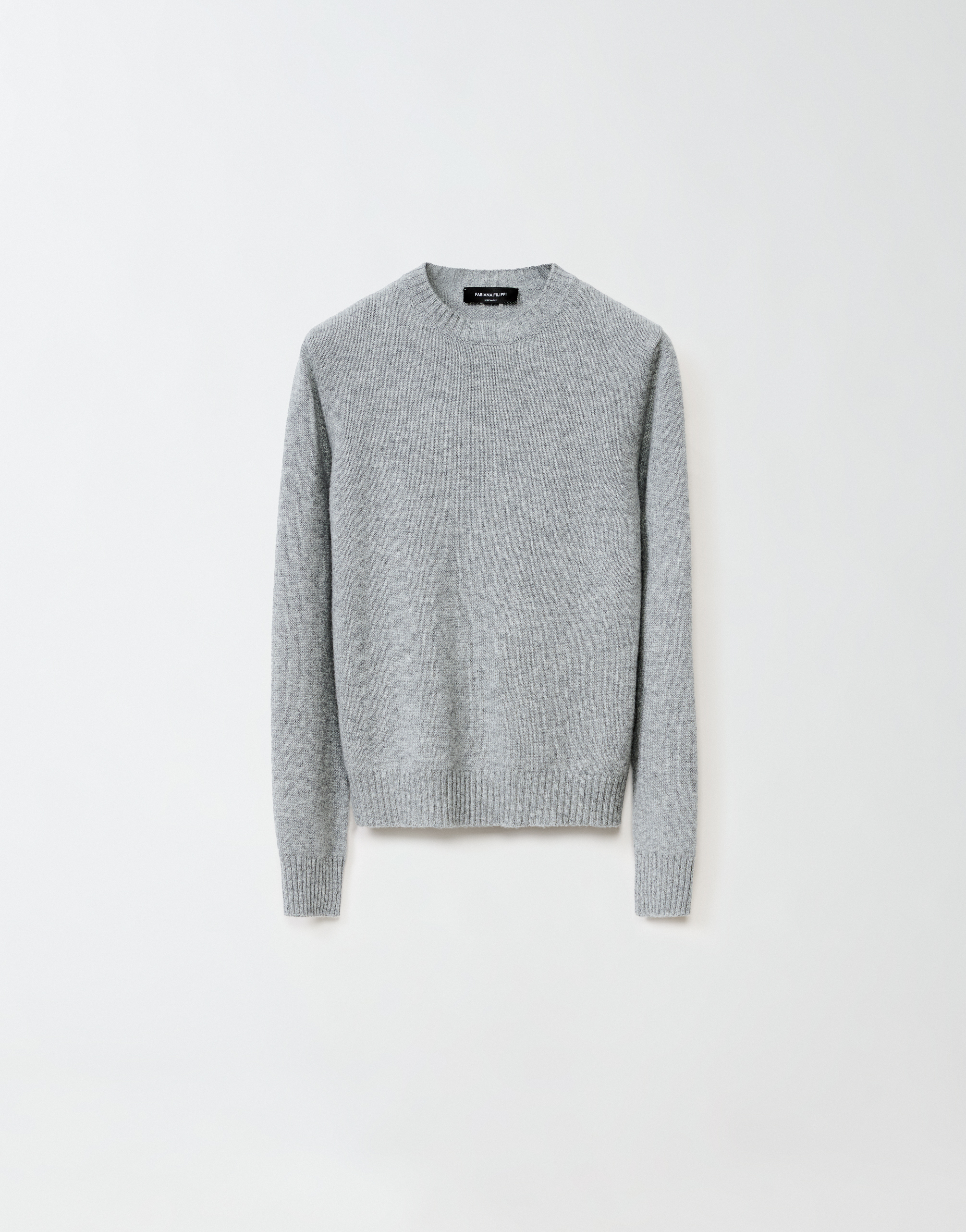 Fabiana Filippi Wool-cashmere Blend Sweater With Ribbed Hem In Grey