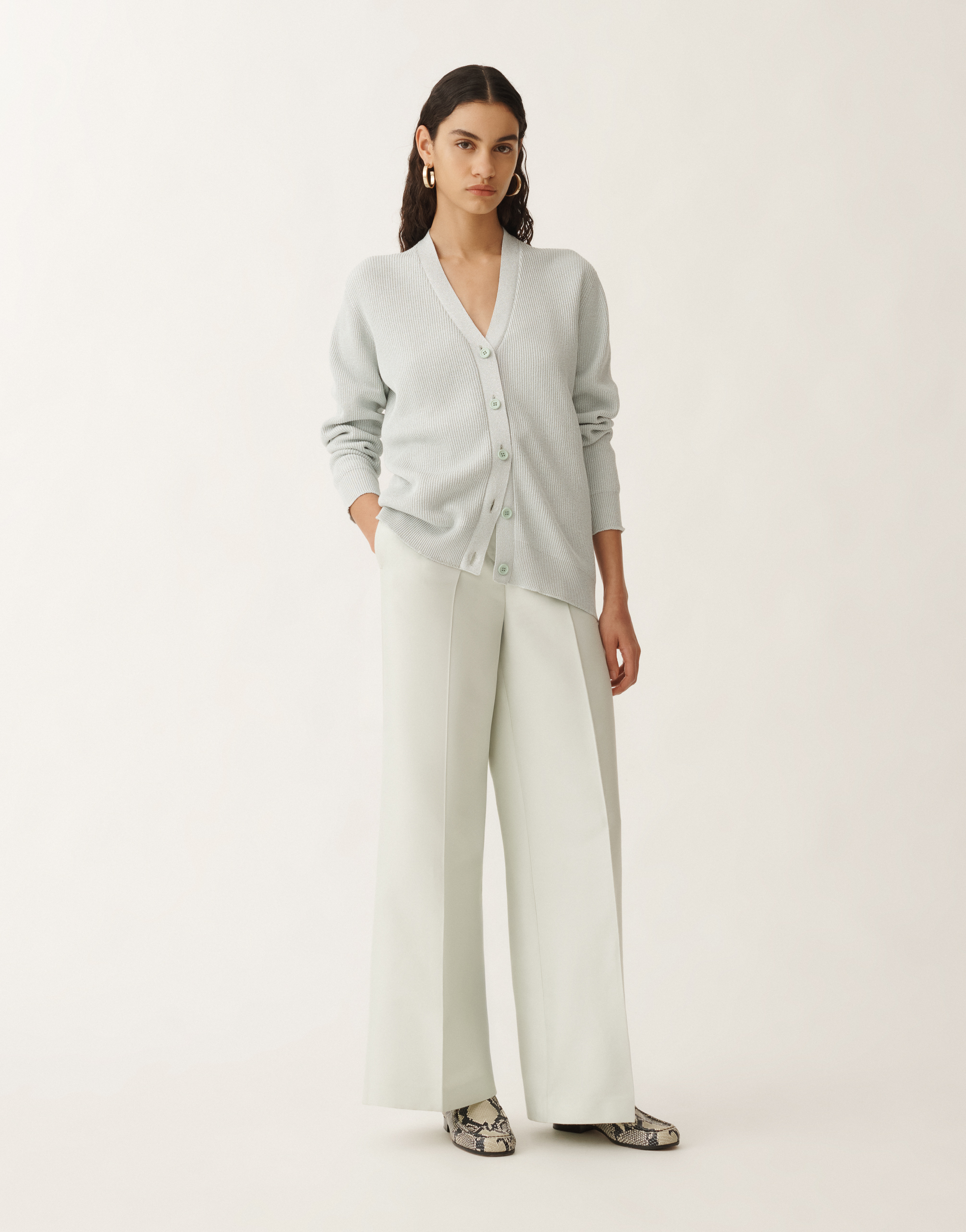 Shop Fabiana Filippi Organic Cotton And Lurex Cardigan In Aquagreen