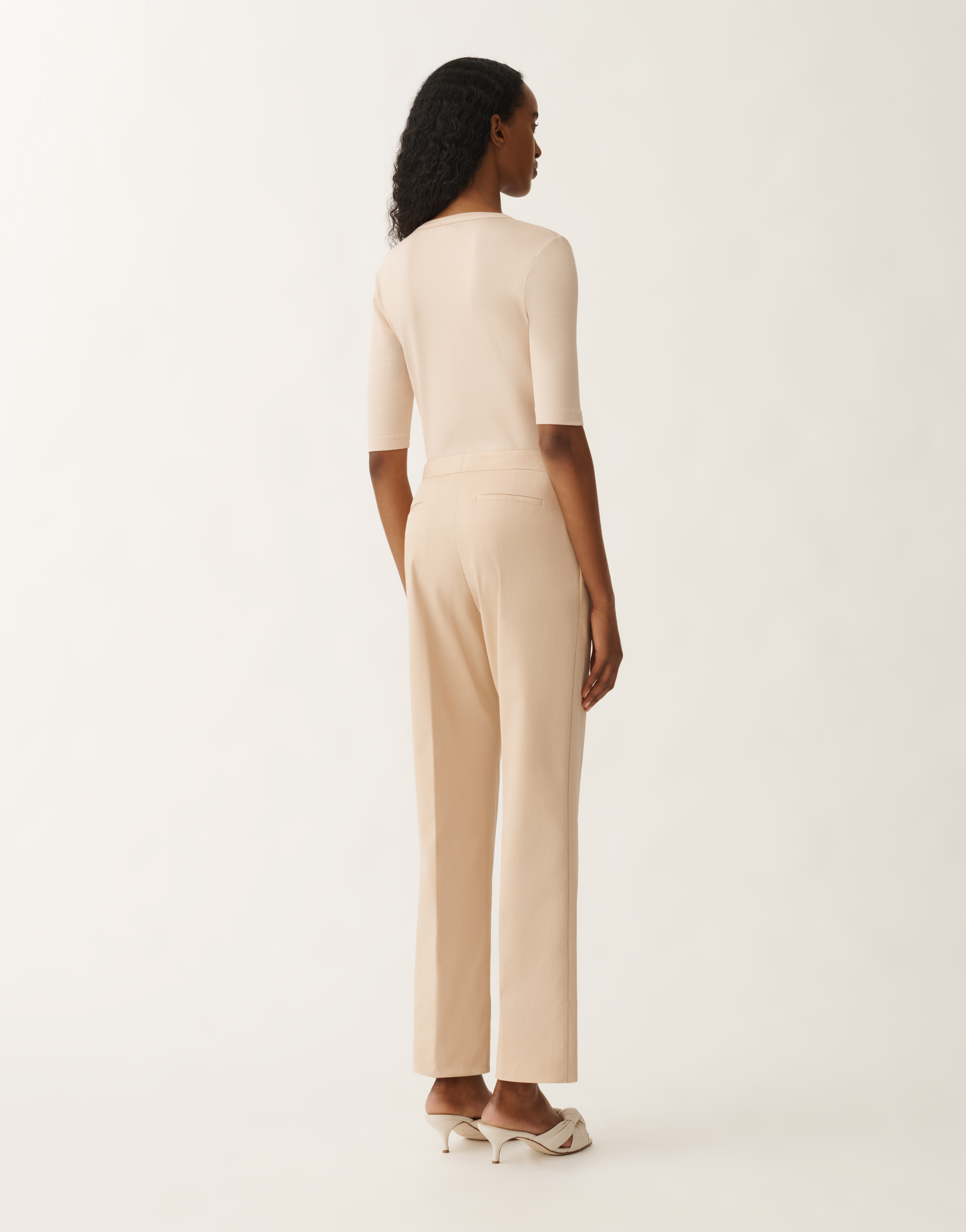 Fabiana Filippi Cotton Gabardine Regular Fit Trousers With Filo Diamante In Brown