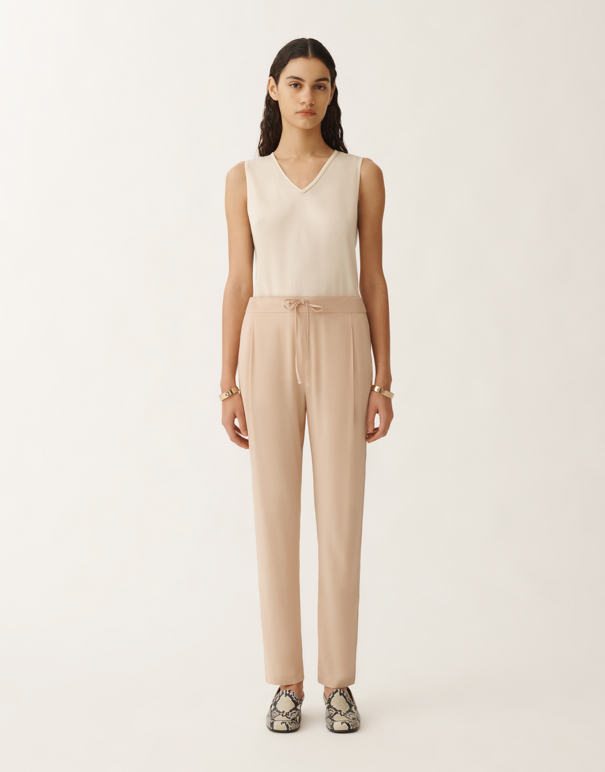 Fabiana Filippi Spello Stretch Sablé Trousers In Sand