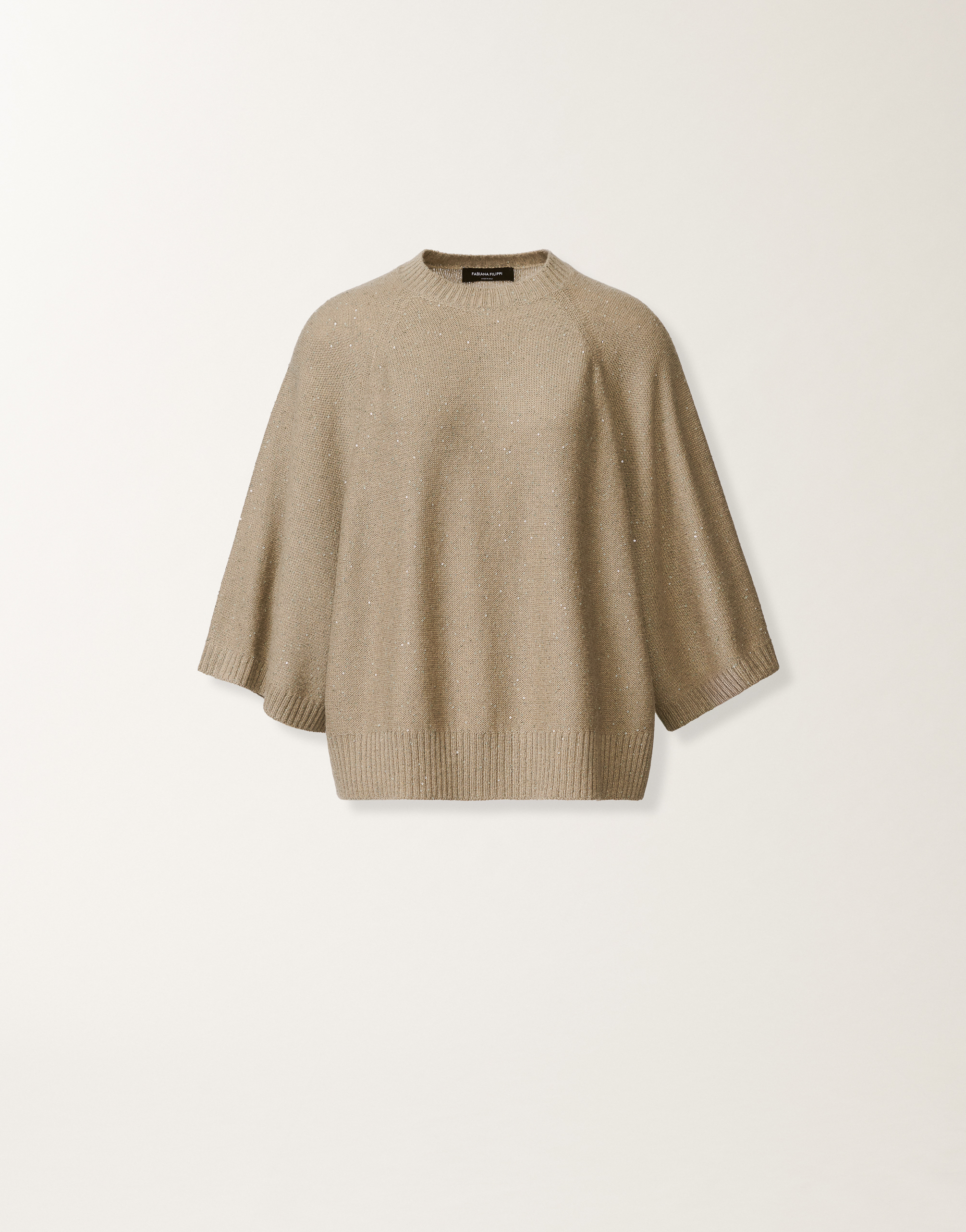 Fabiana Filippi Wool And Silk Cape With Sequins In Green